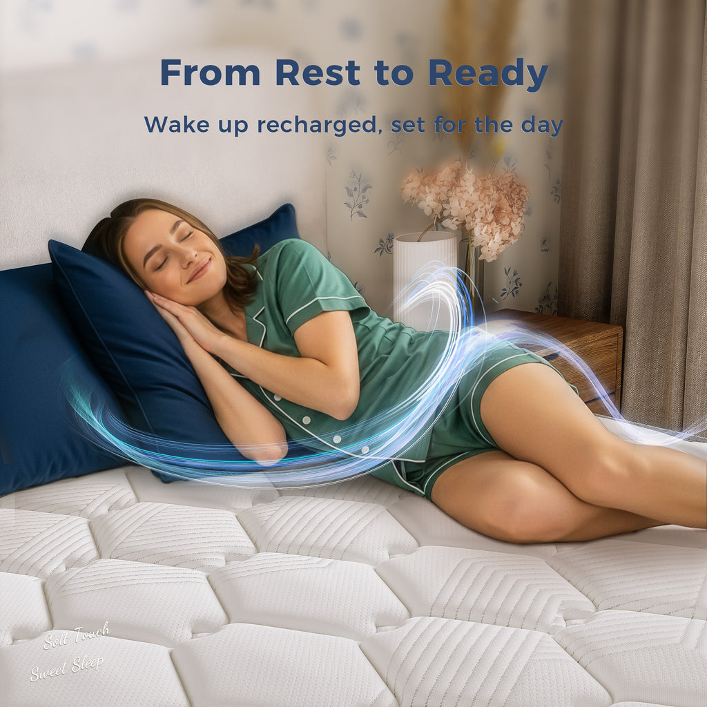 POSMOND Queen Mattress, 12 inch Hybrid Mattress in a Box, Upgrade Individually Pocket Springs, Medium, Anti-static Fabric,Pressure Relief, Breathable Comfort and Durable, CertiPUR-US Certified