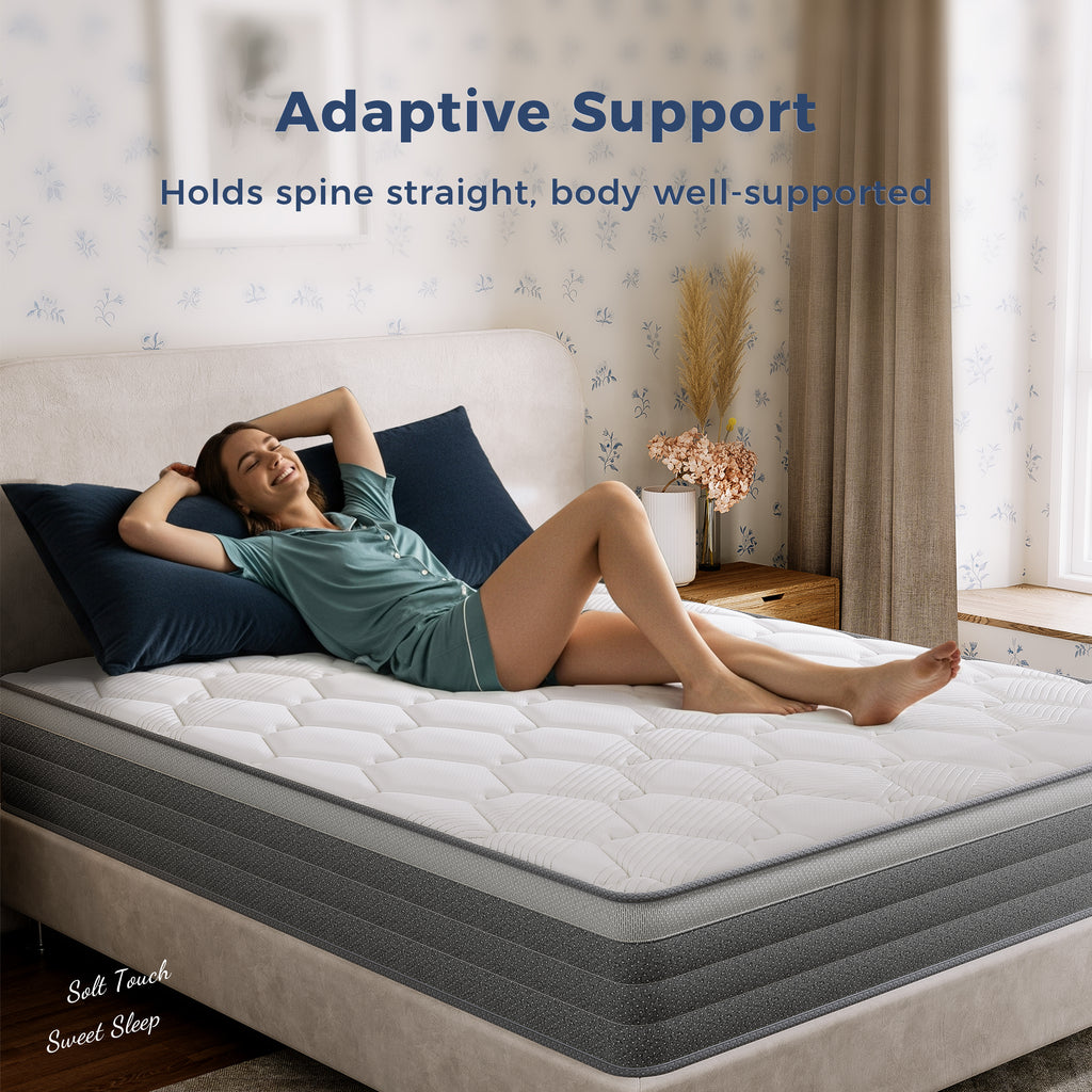 POSMOND Queen Mattress, 12 inch Hybrid Mattress in a Box, Upgrade Individually Pocket Springs, Medium, Anti-static Fabric,Pressure Relief, Breathable Comfort and Durable, CertiPUR-US Certified