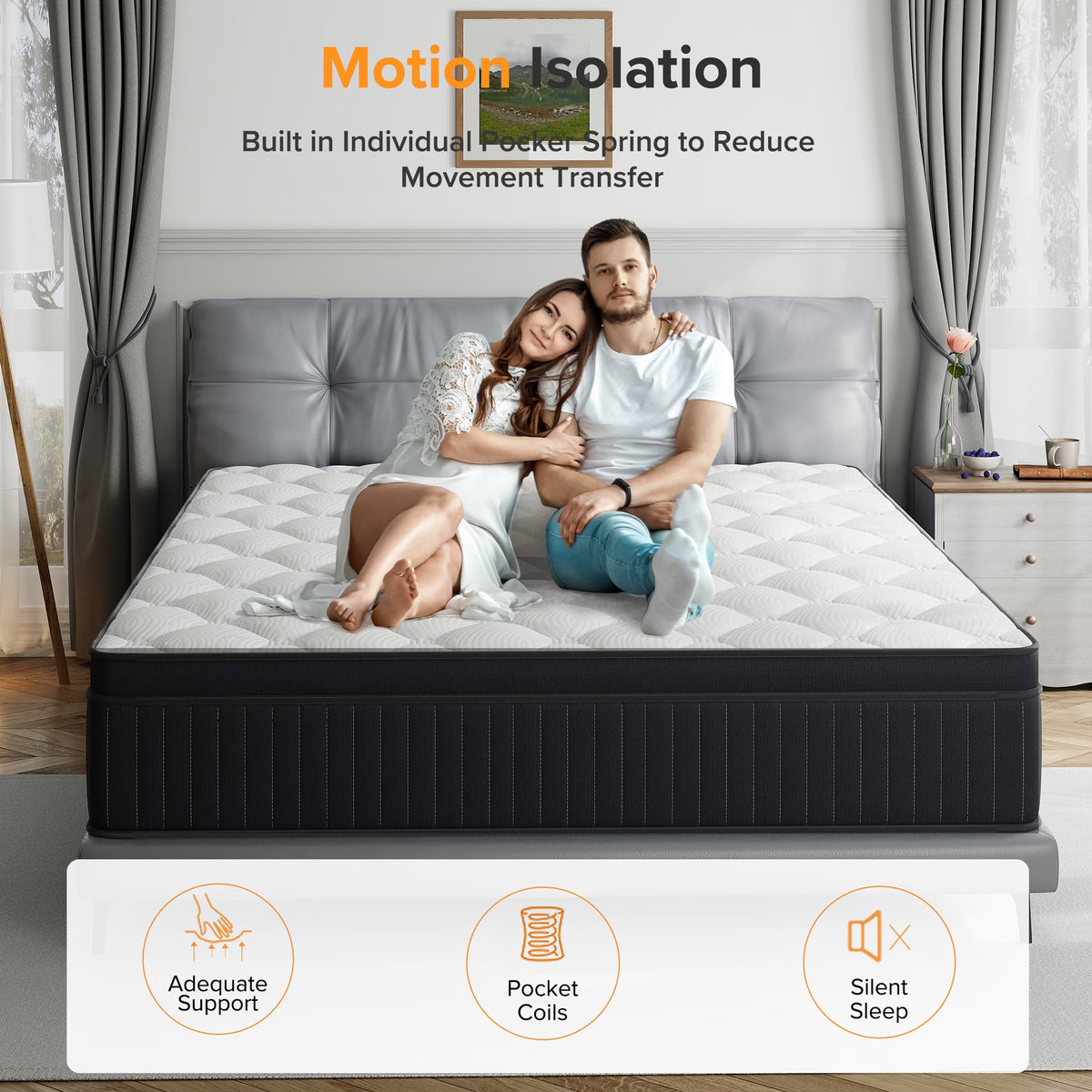 Full Mattress, Babo Care 10 Inch Cooling-Gel Memory Foam and Individually Pocket Innerspring Hybrid Mattress, Full Bed Mattress in a Box, CertiPUR-US Certified, Medium Full Size Mattress