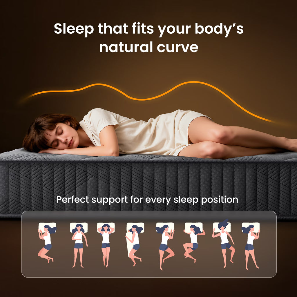 Babo Care Queen Mattress, 10 Inch Hybrid Mattress with Firm Support, Mattress in a Box, Fiberglass-Free & CertiPUR-US