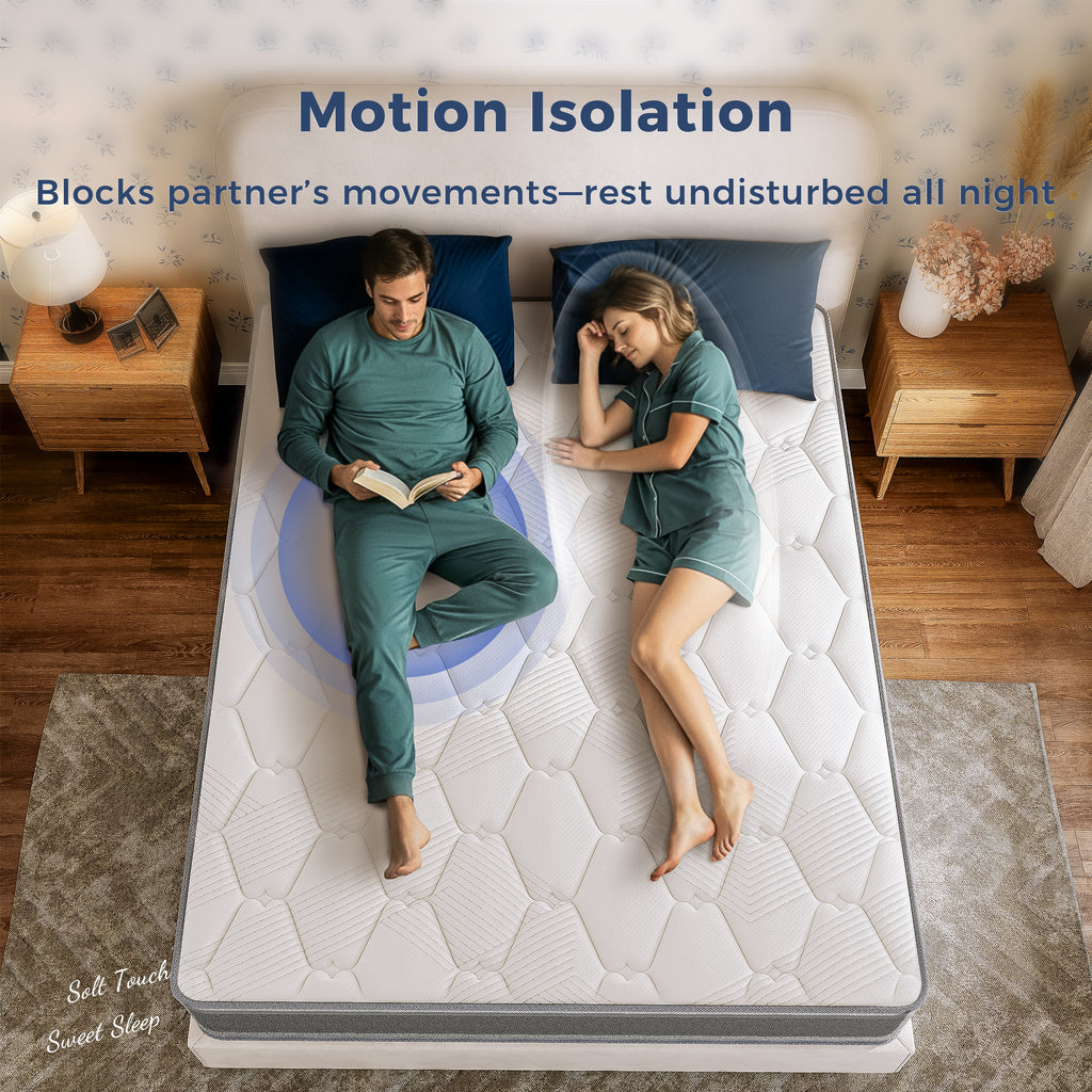 POSMOND Queen Mattress, 12 inch Hybrid Mattress in a Box, Upgrade Individually Pocket Springs, Medium, Anti-static Fabric,Pressure Relief, Breathable Comfort and Durable, CertiPUR-US Certified