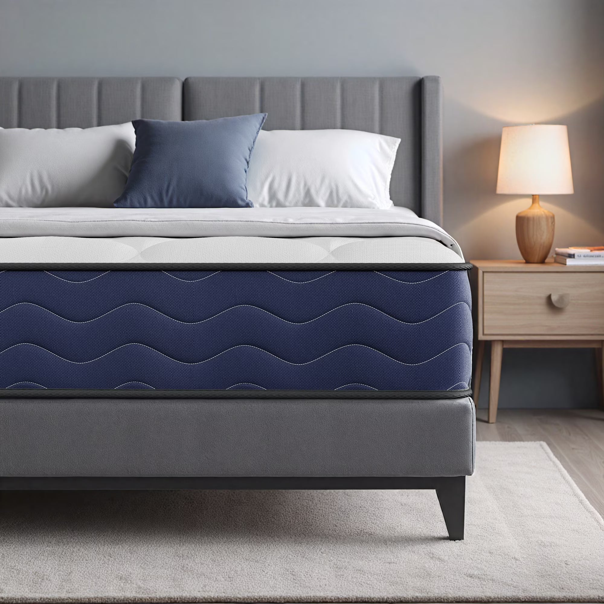 Babo Care King Mattress, 10 inch Cooling Memory Foam Mattress, Hybrid Firm Mattress in a Box, Pocket Spring, Pressure Relief, CertiPUR-US Certified