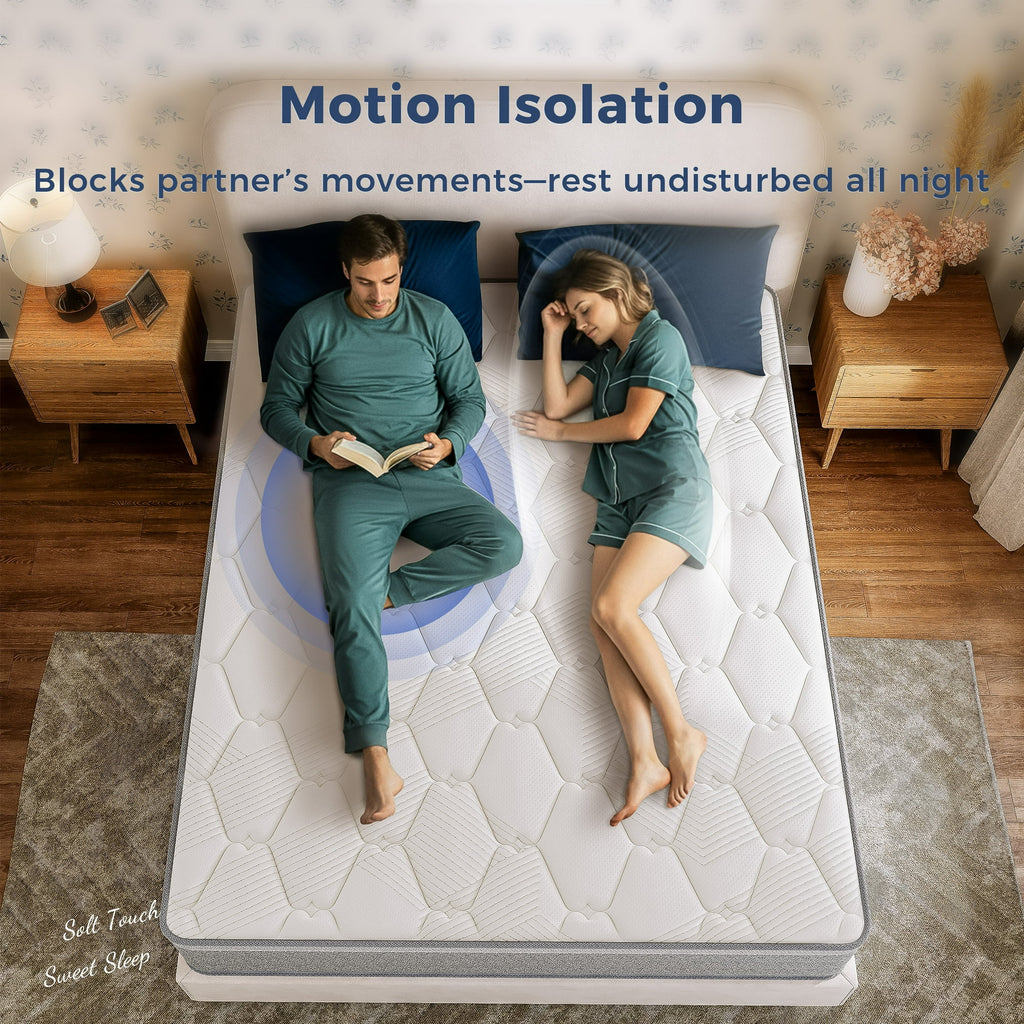 Babo Care King Hybrid Mattress, Mattress in a Box, 10 inch Pocket Spring, Medium Support, Pressure Relief, CertiPUR-US Certified