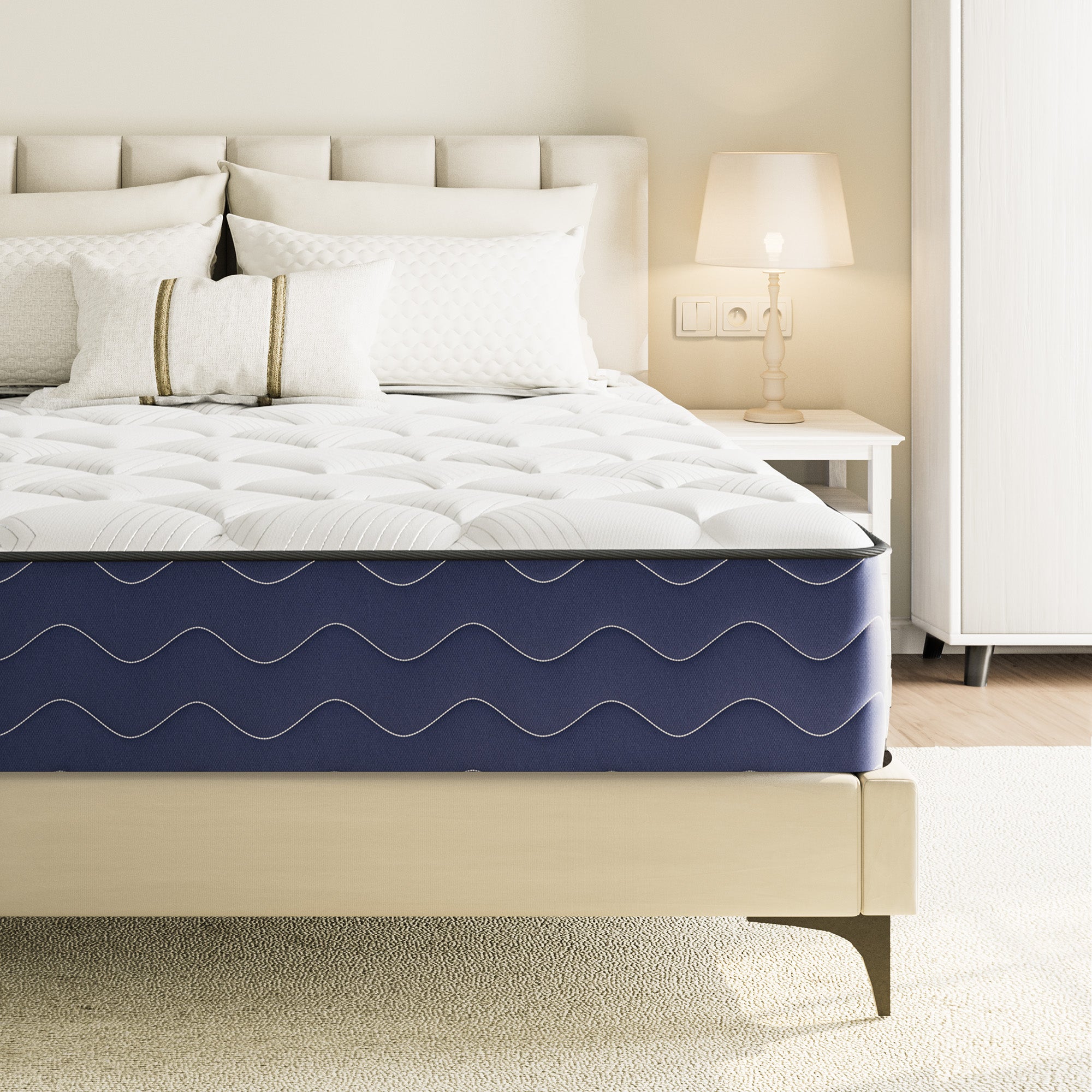 Babo Care Hybrid Queen Mattress, 12 inch Pocketed Coils & Memory Foam, Firm Support, Motion Isolation, Cool & Breathable, CertiPUR-US Certified