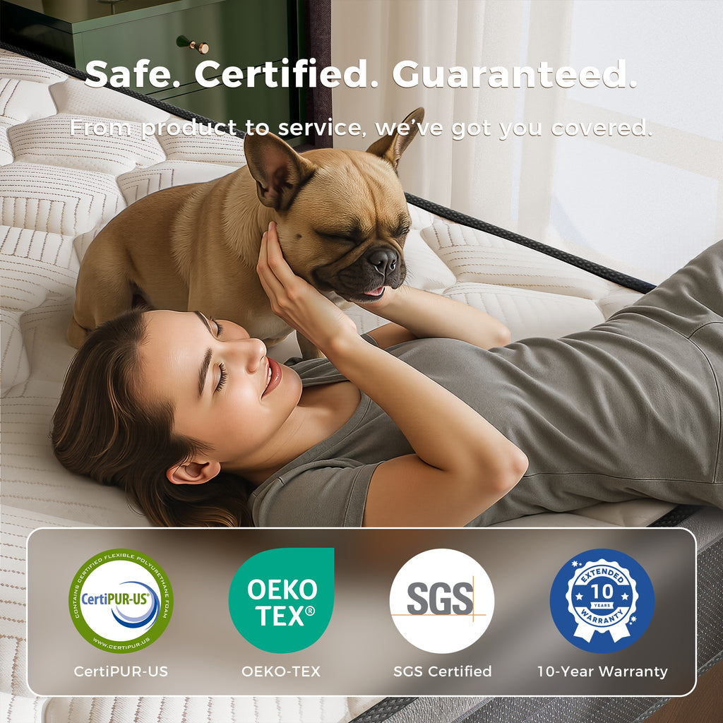 Babo Care Queen Mattress,10 inch Hybrid Mattress in a Box,Individually Pocket Springs,Cooling-Gel Memory Foam,Medium Feel for Pressure Relief,Motion Isolation,CertiPUR-US Certified,Colchones Queen
