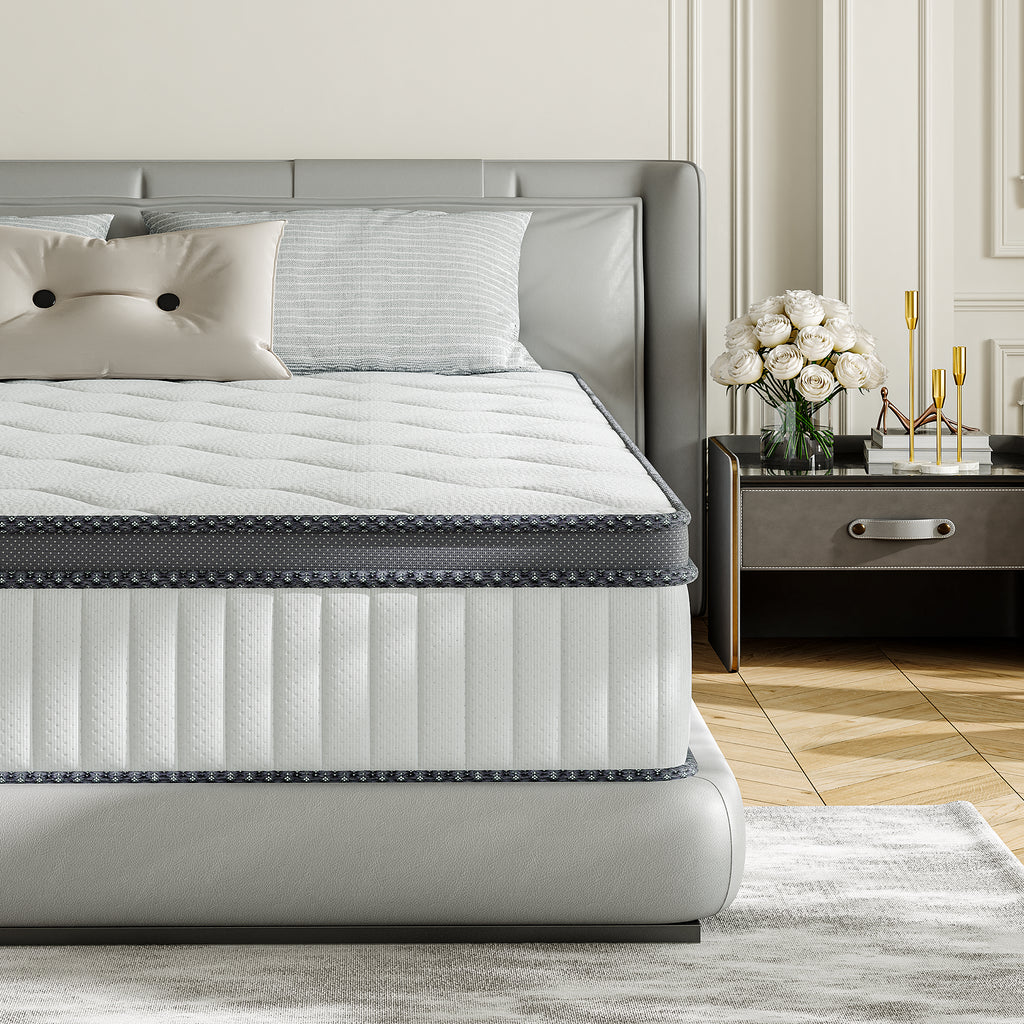 Babo Care Full Mattress, 10 inch Full Hybrid Mattress in a Box, Gel Memory Foam with Individually Wrapped Pocket Coils, Anti Pilling Fabric, Medium Firm, Pressure Relief, Cooling Sleep Support