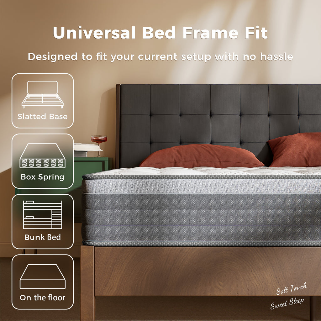 Babo Care King Mattress,12 inch Hybrid Mattress in a Box,Individually Pocket Springs,Cooling-Gel Memory Foam,Medium Feel for Pressure Relief,Motion Isolation,CertiPUR-US Certified,Colchones King