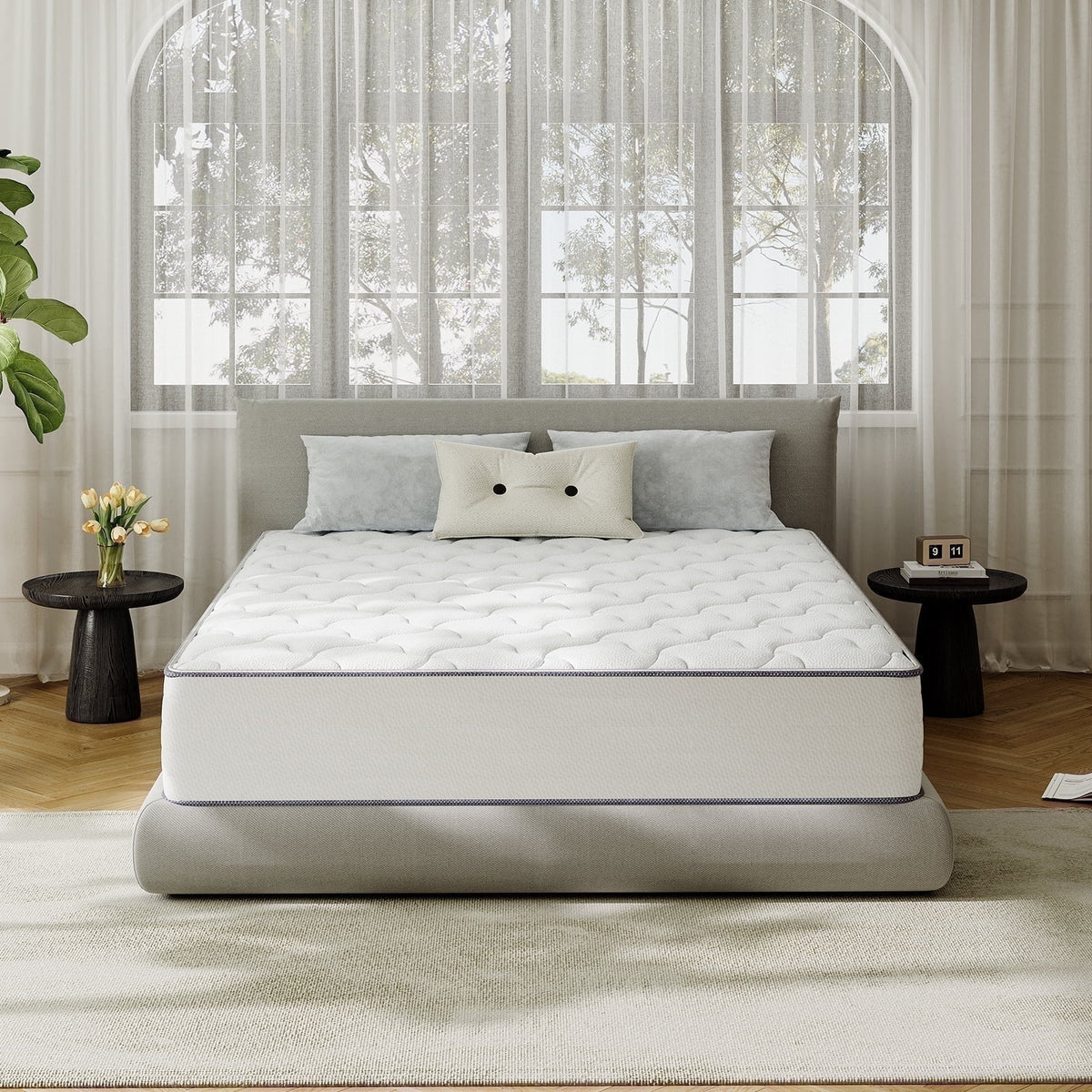 Twin Mattress,Babo Care 10 Inch Cooling-Gel Memory Foam and Individually Pocket Innerspring Hybrid Mattress, Twin Bed Mattress in a Box, CertiPUR-US Certified, Medium Twin Size Mattress-White