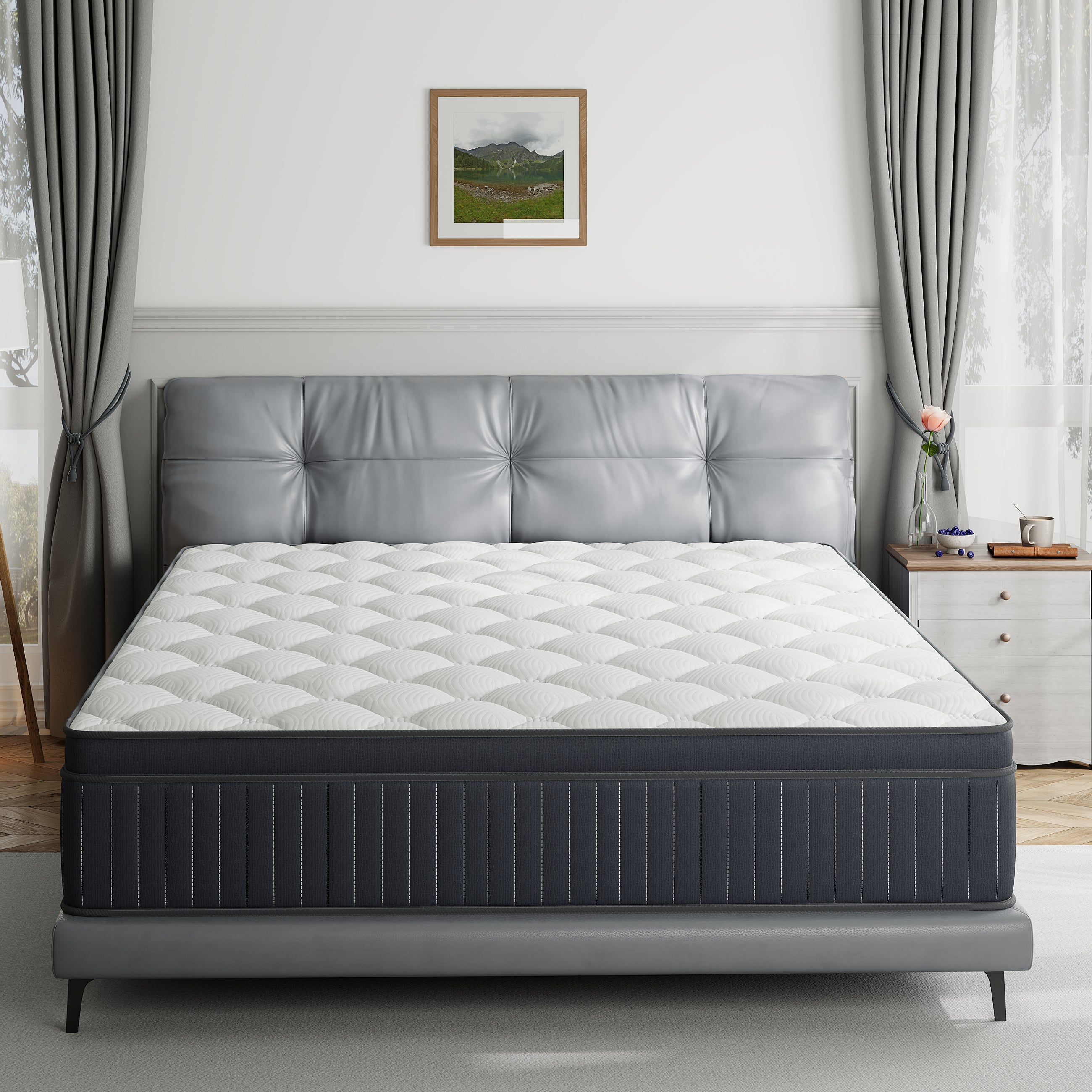 Queen Size,Babo Care 14 inch Cooling-Gel Memory Foam and Individually Pocket Innerspring Hybrid Mattress, Queen Mattress in a Box, CertiPUR-US Certified, Medium