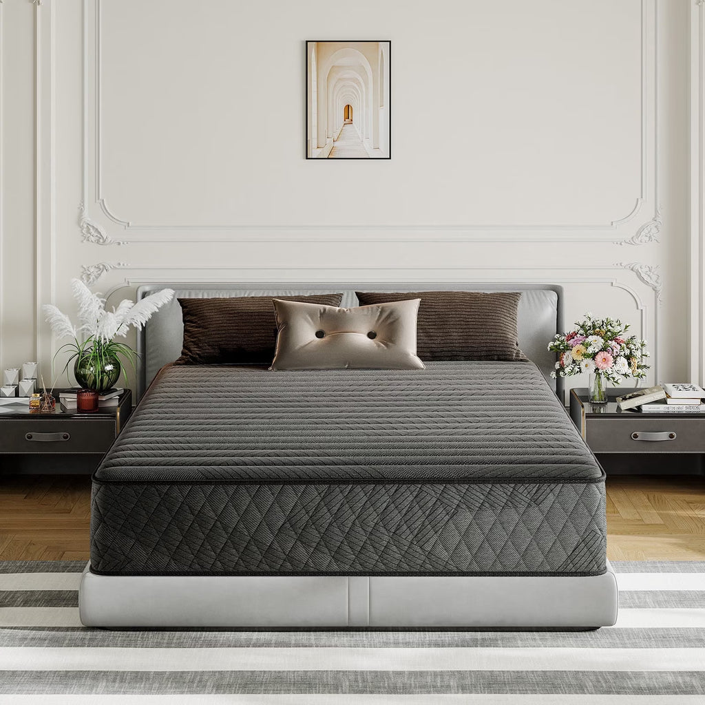 Babo Care 10 inch Full Size Mattress, Medium-Firm, Cooling Wave Foam, Hybrid Mattress in a Box, Pressure Relief, Pocketed Springs, Motion Isolation, CertiPUR-US Certified