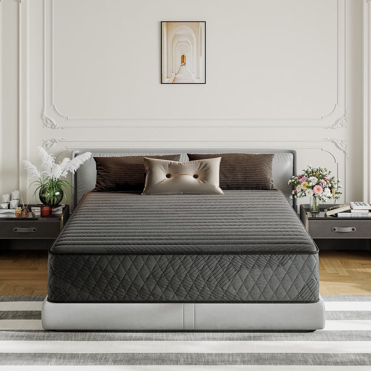 Babo Care 10 inch Full Size Mattress, Medium-Firm, Cooling Wave Foam, Hybrid Mattress in a Box, Pressure Relief, Pocketed Springs, Motion Isolation, CertiPUR-US Certified