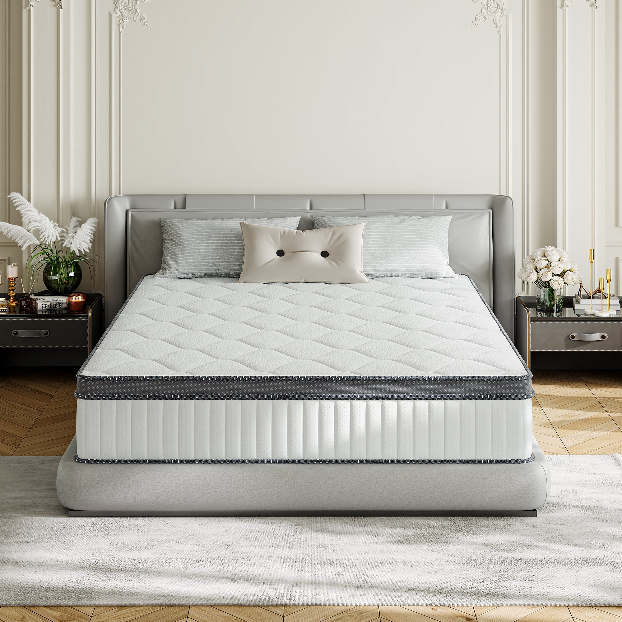Babo Care Full Mattress, 10 inch Full Hybrid Mattress in a Box, Gel Memory Foam with Individually Wrapped Pocket Coils, Anti Pilling Fabric, Medium Firm, Pressure Relief, Cooling Sleep Support