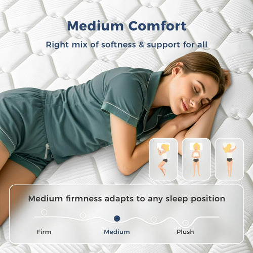 Babo Care Full Hybrid Mattress, Mattress in a Box, 12 inch Pocket Spring, Medium Support, Pressure Relief, CertiPUR-US Certified