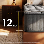 Babo Care King Mattress, 12 Inch Hybrid Mattress with Firm Support, Mattress in a Box, Fiberglass-Free & CertiPUR-US