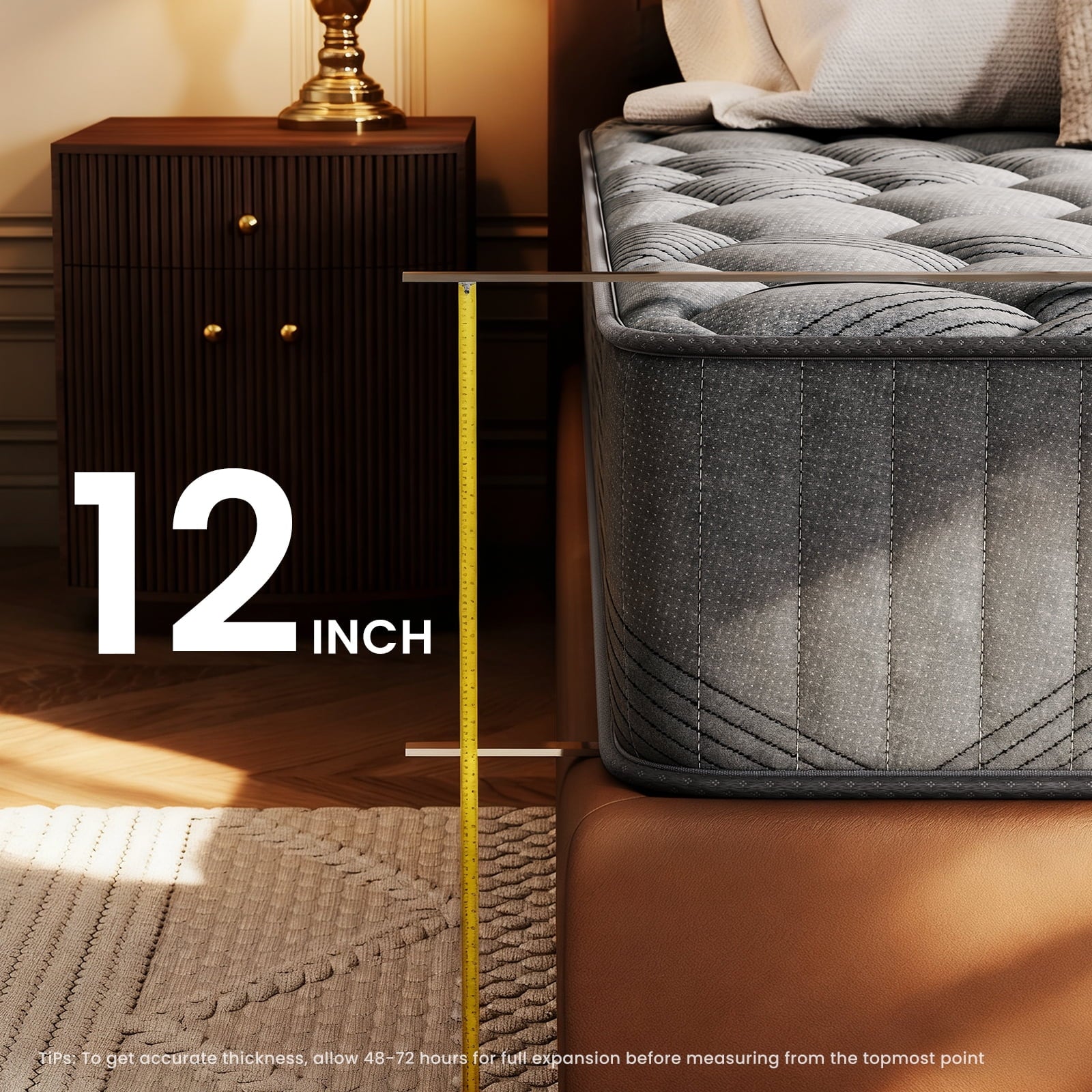 Babo Care King Mattress, 12 Inch Hybrid Mattress with Firm Support, Mattress in a Box, Fiberglass-Free & CertiPUR-US