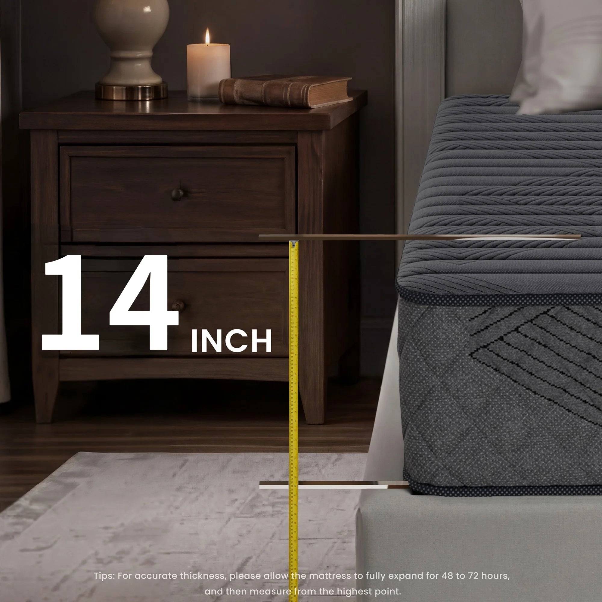 POSMOND King Mattress 14 inch Hybrid Mattress in a Box with Pocket Spring & Memory Foam,Medium Firm Mattresses for Back & Stomach Sleepers,CertiPUR-US Certified