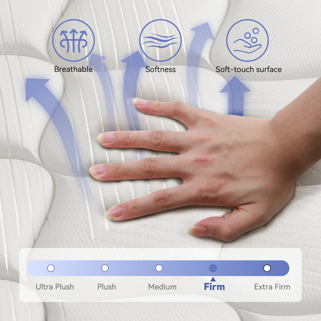 Babo Care Queen Mattress,12 Inch Hybrid Mattress,Memory Foam with Individually Pocket Springs,Firm Mattress in Box,CertiPUR-US,Anti-Static Fabric