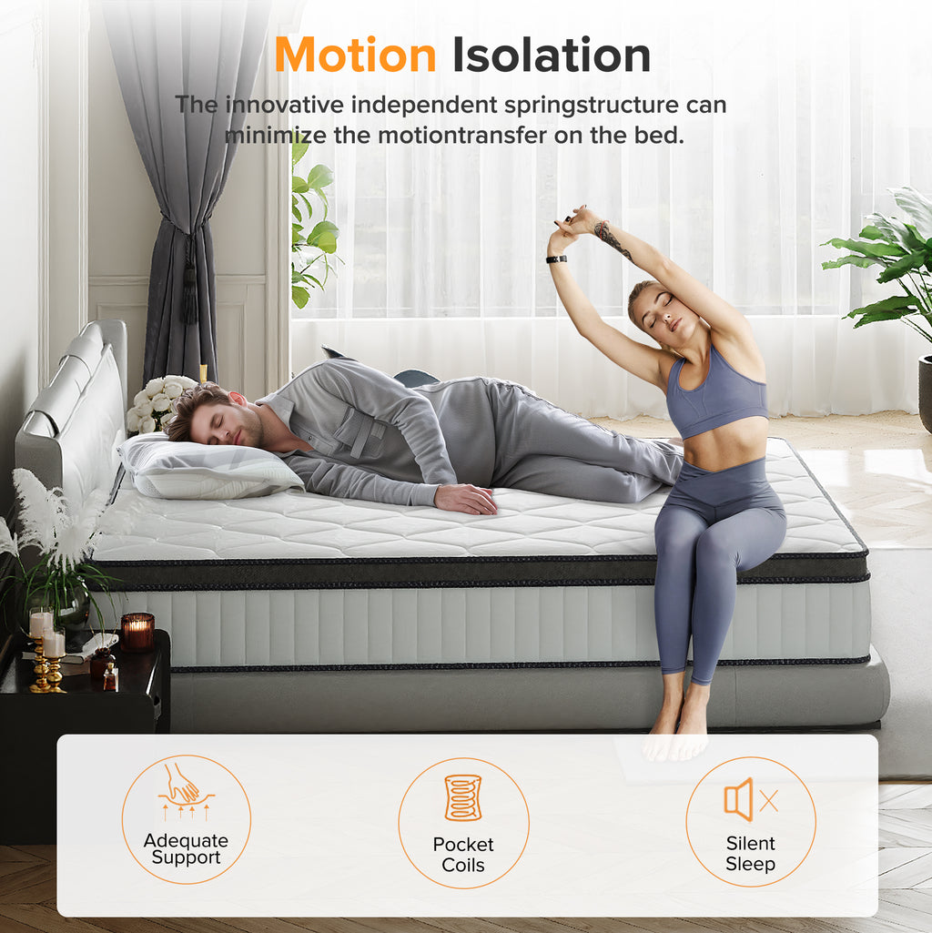 Babo Care Twin Mattress, 12 inch Twin Hybrid Mattress in a Box, Gel Memory Foam with Individually Wrapped Pocket Coils, Anti Pilling Fabric, Medium Firm, Pressure Relief, Cooling Sleep Support