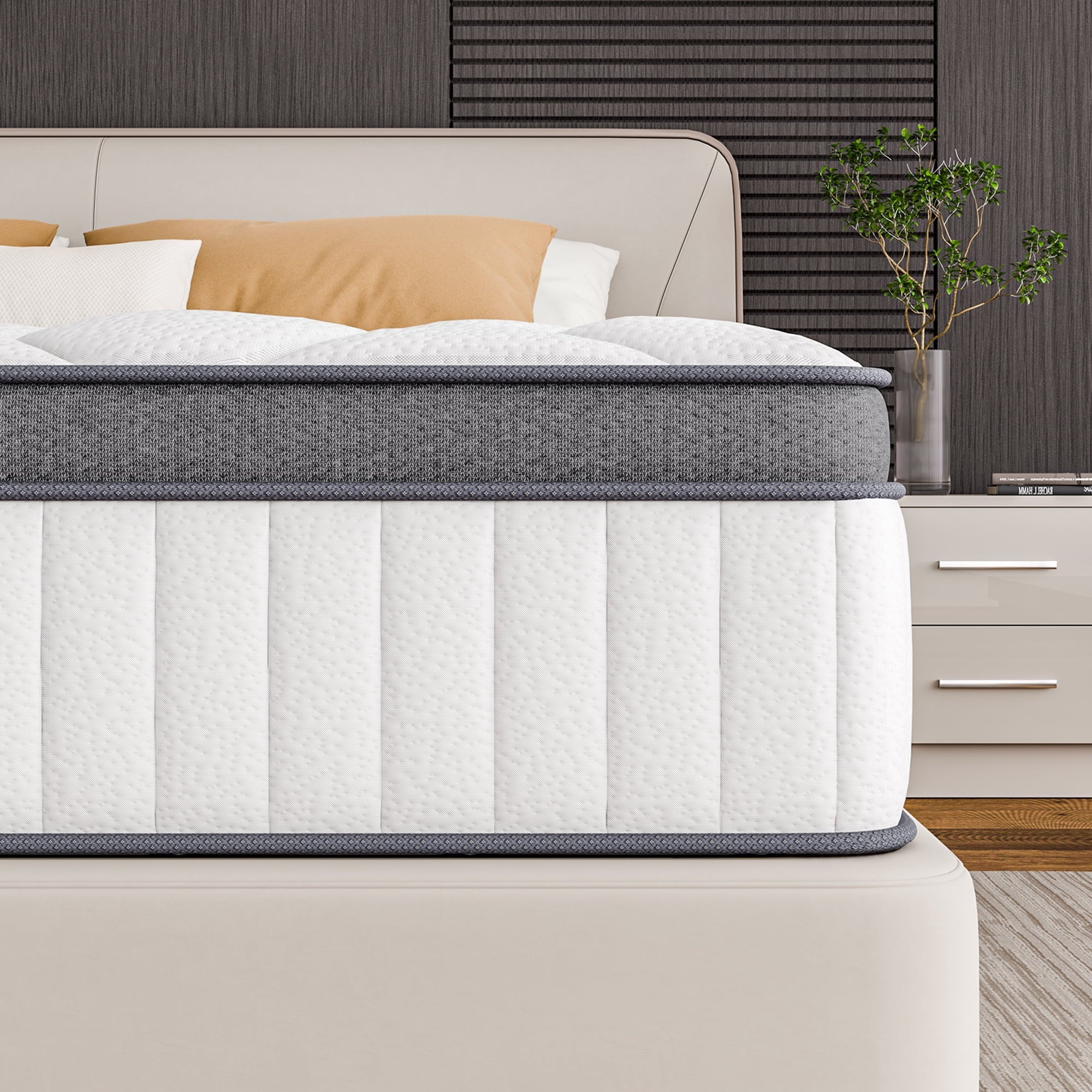 Babo Care 12 inch Twin Hybrid Mattress with Bamboo Charcoal Layer, Medium Firm Support, Gel Memory Foam, Individually Pocketed Coils, Motion Isolation, CertiPUR-US Certified