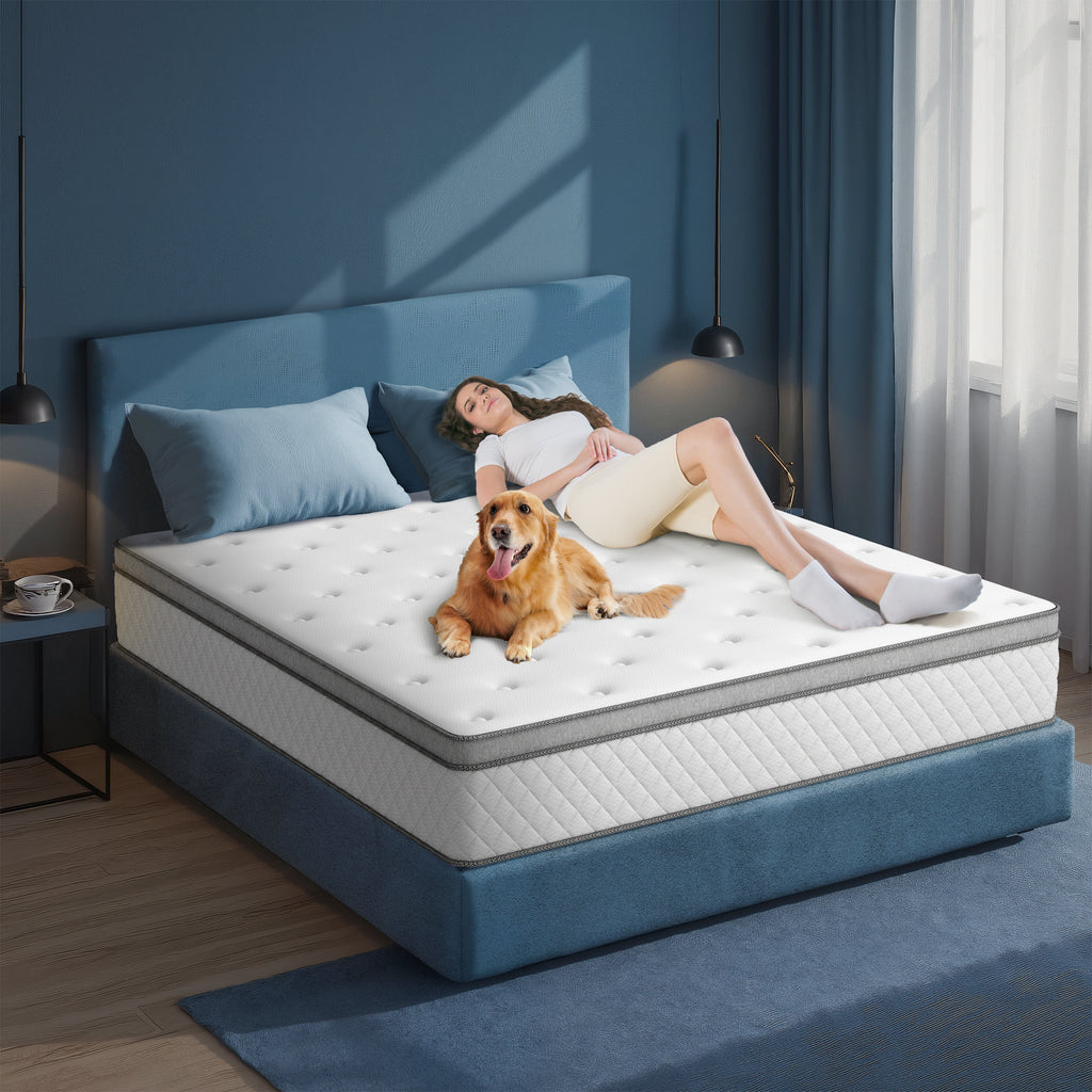 Babo Care Queen Mattress, 12-Inch Memory Foam, Hybrid Mattress with Independent Pocket Springs, Isolated Motion, Pressure Relief, Mattress in a Box
