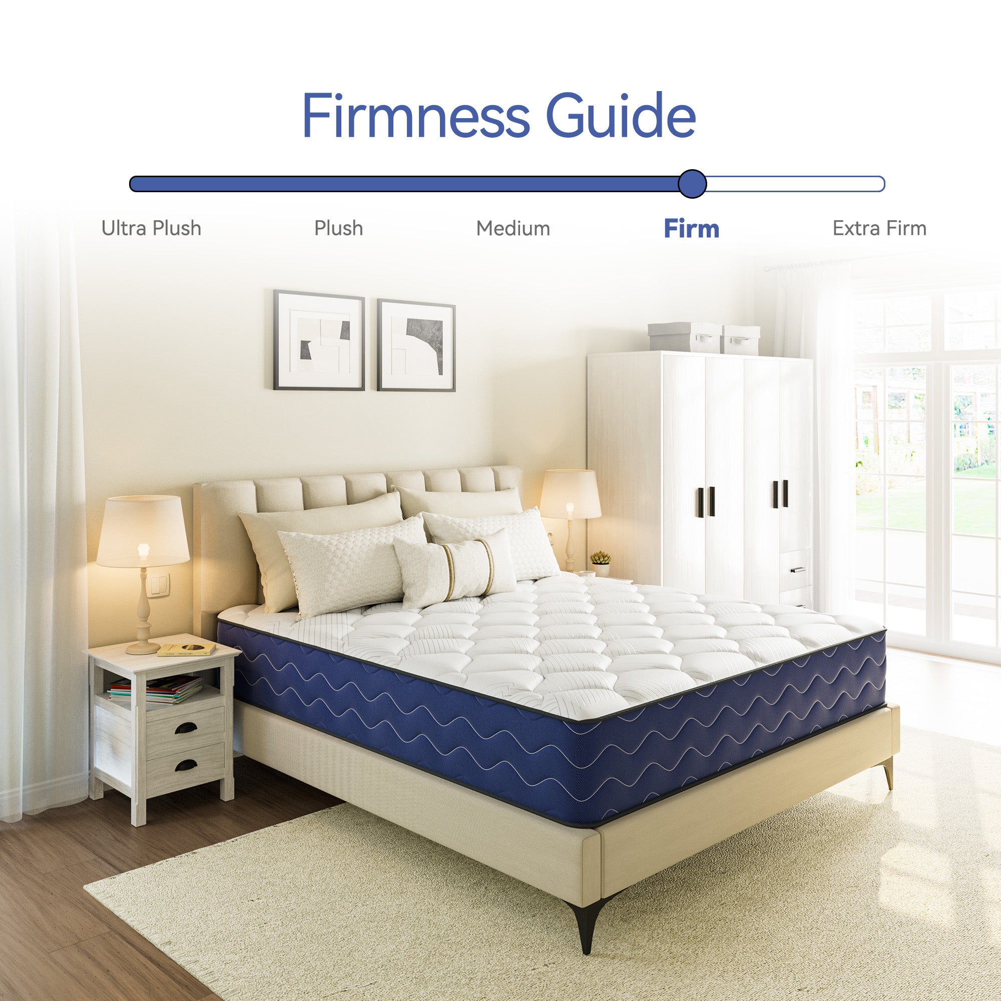 Babo Care Hybrid Queen Mattress, 10 inch Pocketed Coils & Memory Foam, Firm Support, Motion Isolation, Cool & Breathable, CertiPUR-US Certified