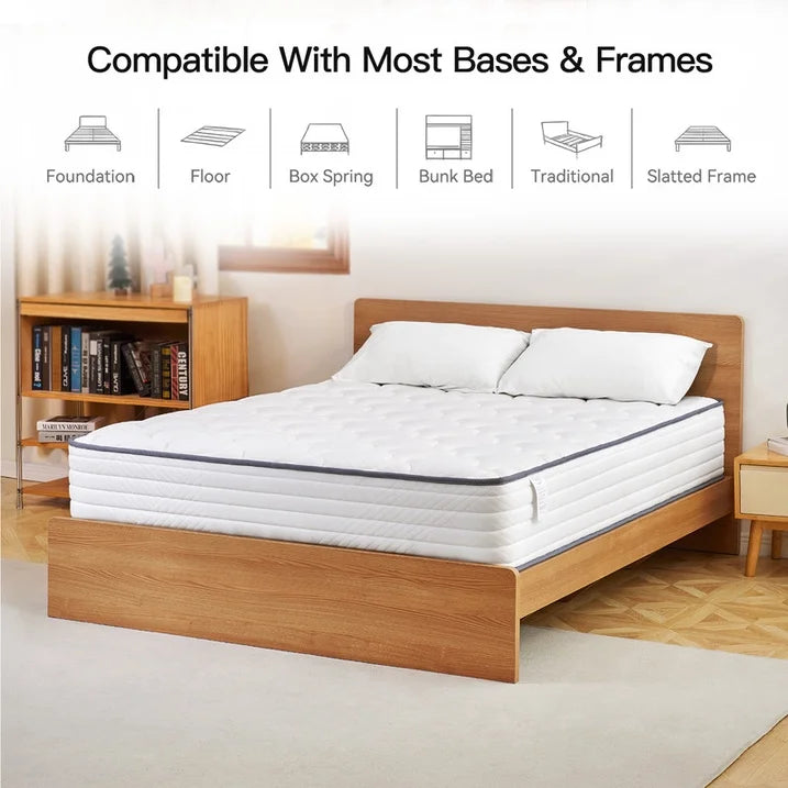 Babo Care Queen Mattress, 12 Inch Queen Hybrid Mattress in a Box, Anti-Static Fabric, Upgrade Individually Pocket Springs, Medium, Pressure Relief, Breathable Comfort, CertiPUR-US Certified
