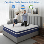 Babo Care Twin-XL 8 inch Cooling Gel Memory Foam Hybrid Mattress with Individually Pocketed Coils, Medium Support, Motion Isolation, Mattress in a Box, CertiPUR-US Certified