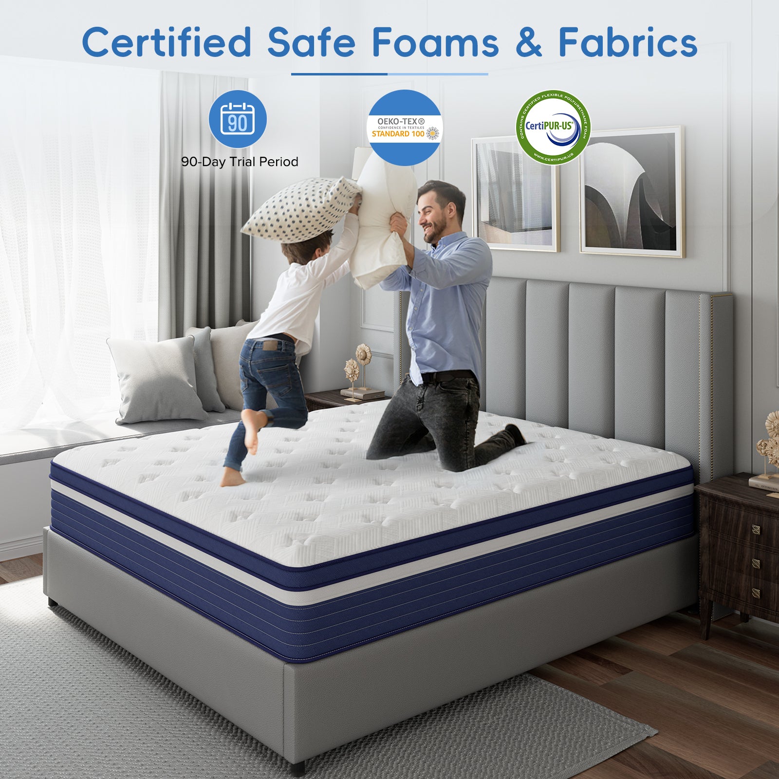 Babo Care Twin-XL 8 inch Cooling Gel Memory Foam Hybrid Mattress with Individually Pocketed Coils, Medium Support, Motion Isolation, Mattress in a Box, CertiPUR-US Certified