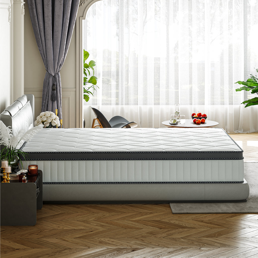 Babo Care Twin Mattress, 12 inch Twin Hybrid Mattress in a Box, Gel Memory Foam with Individually Wrapped Pocket Coils, Anti Pilling Fabric, Medium Firm, Pressure Relief, Cooling Sleep Support