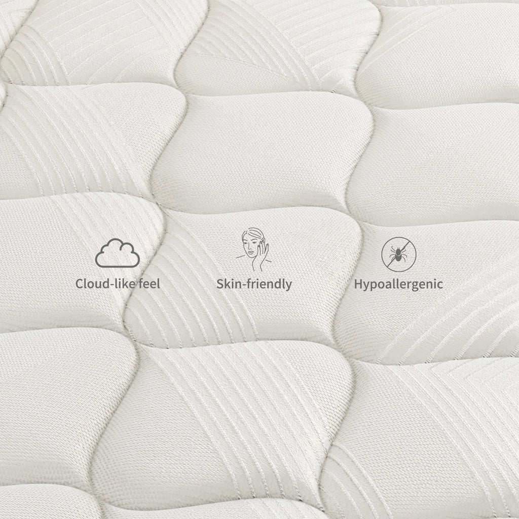 Babo Care Full Mattress, 12 inch Cooling Memory Foam Mattress, Hybrid Firm Mattress in a Box, Pocket Spring, Pressure Relief, CertiPUR-US Certified