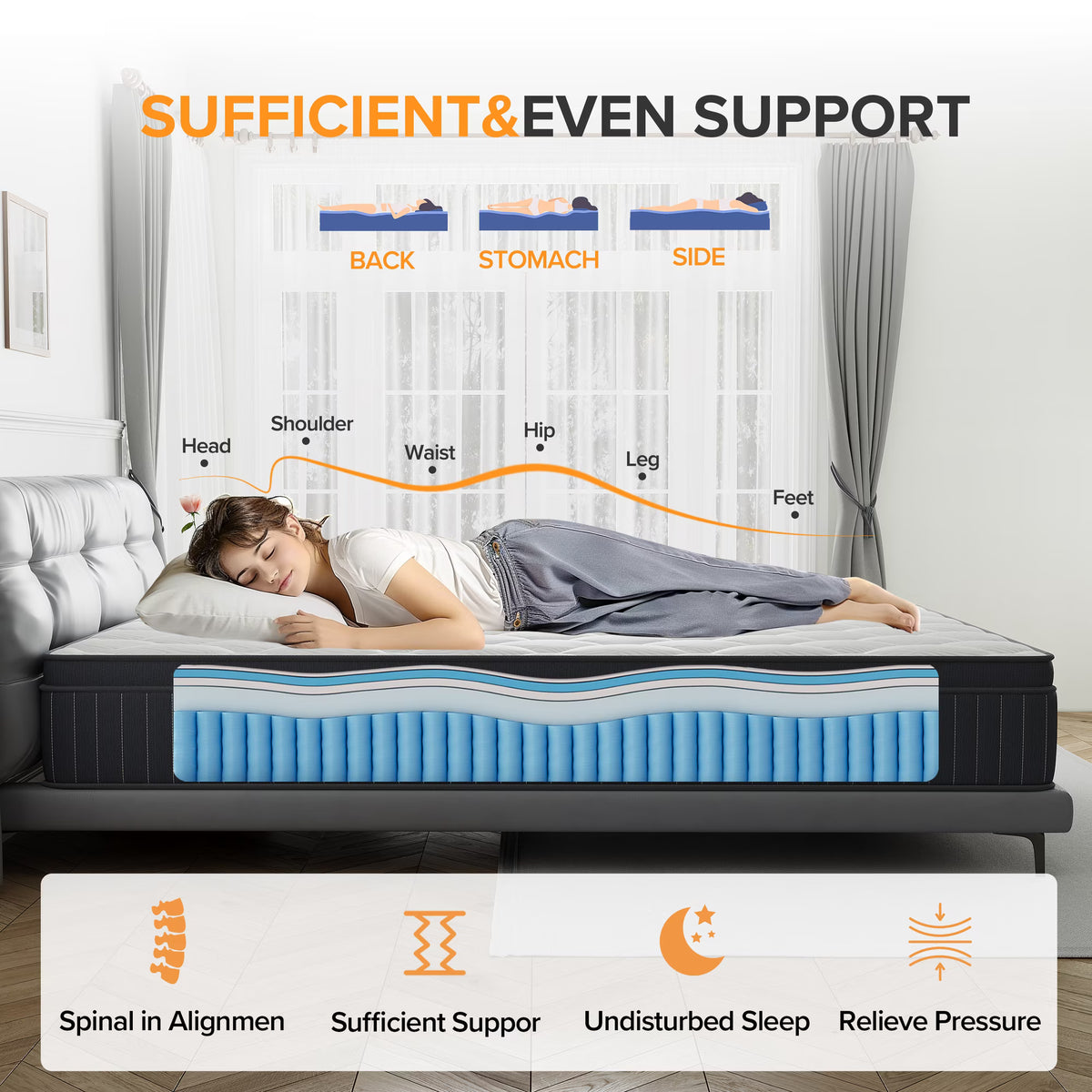 Full Mattress, Babo Care 10 Inch Cooling-Gel Memory Foam and Individually Pocket Innerspring Hybrid Mattress, Full Bed Mattress in a Box, CertiPUR-US Certified, Medium Full Size Mattress
