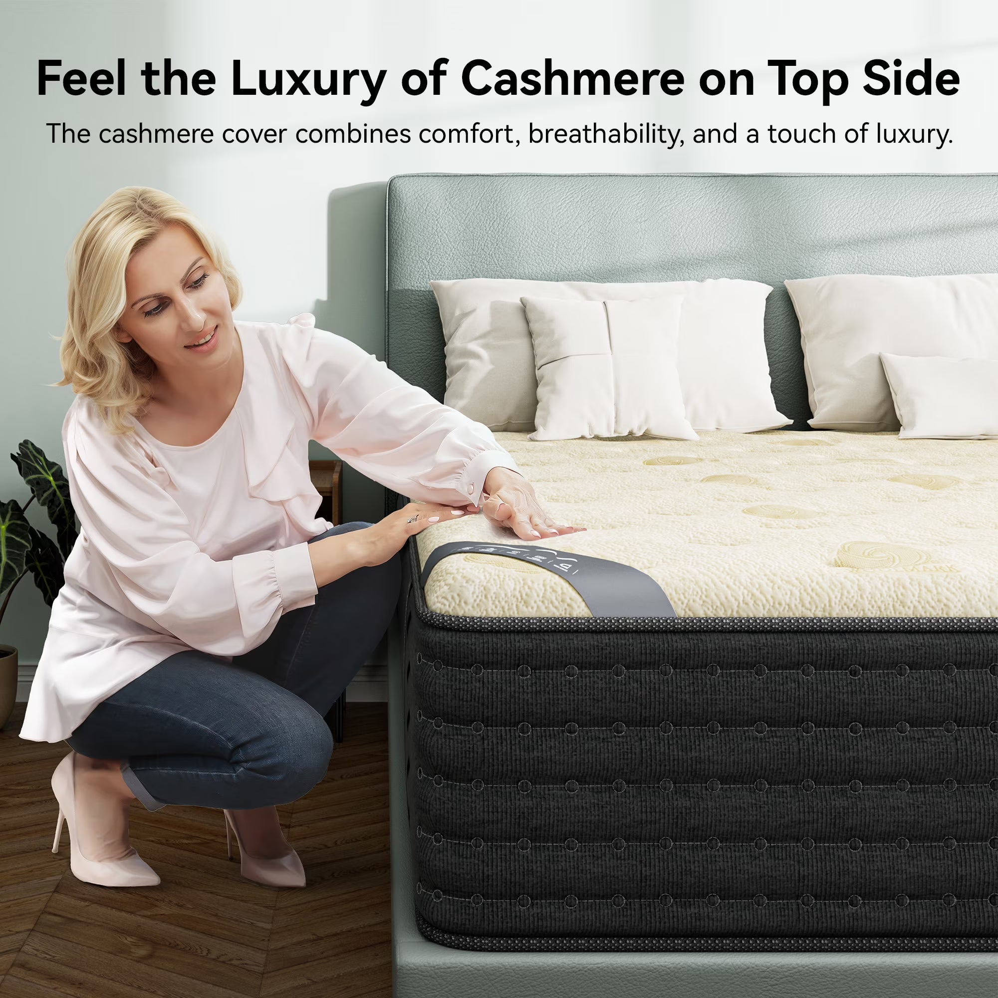 Babo Care Dual-Sided 14" Queen Mattress Medium Firm & Firm Reversible Hybrid Mattress,Cooling Gel Memory Foam Mattress-in-a-Box,Pocket Coils,Pressure Relief