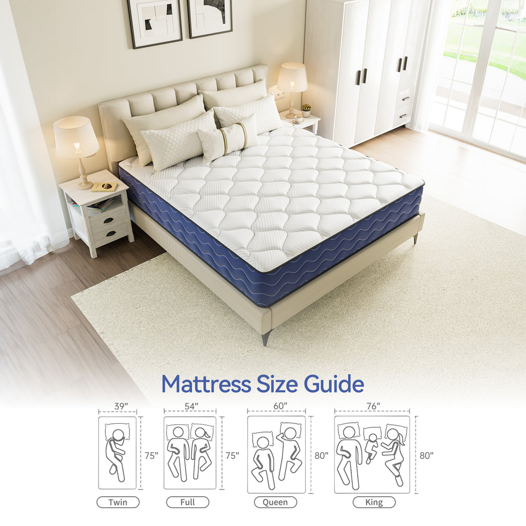 Babo Care Hybrid Queen Mattress, 10 inch Pocketed Coils & Memory Foam, Firm Support, Motion Isolation, Cool & Breathable, CertiPUR-US Certified