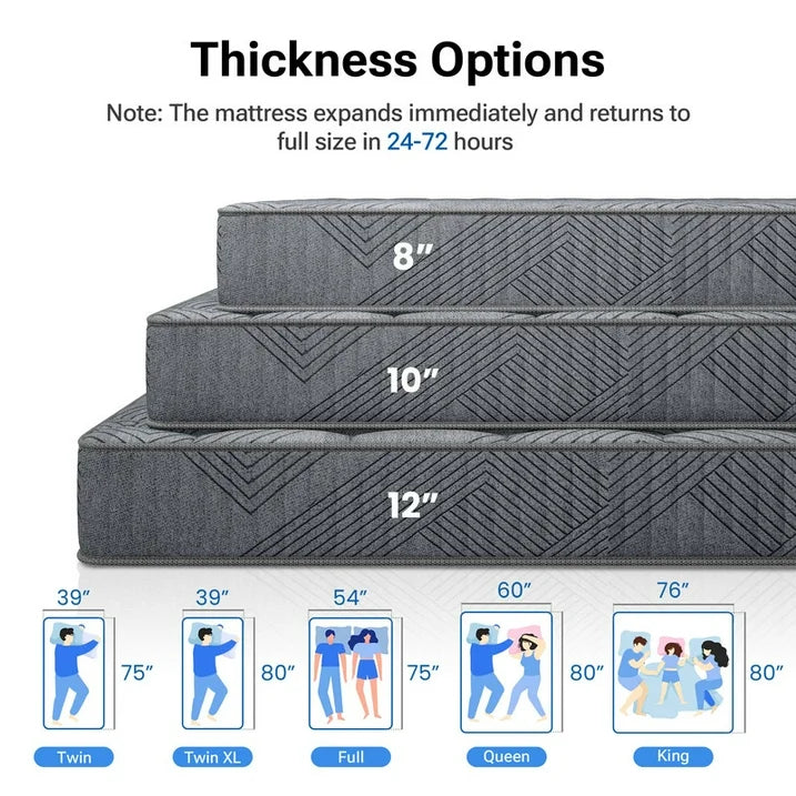 Babo Care Queen Size Mattress, 10 Inch Hybrid Queen Mattress in a Box, Medium Firm Memory Foam and Pocket Springs, Edge Support, Pressure Relief