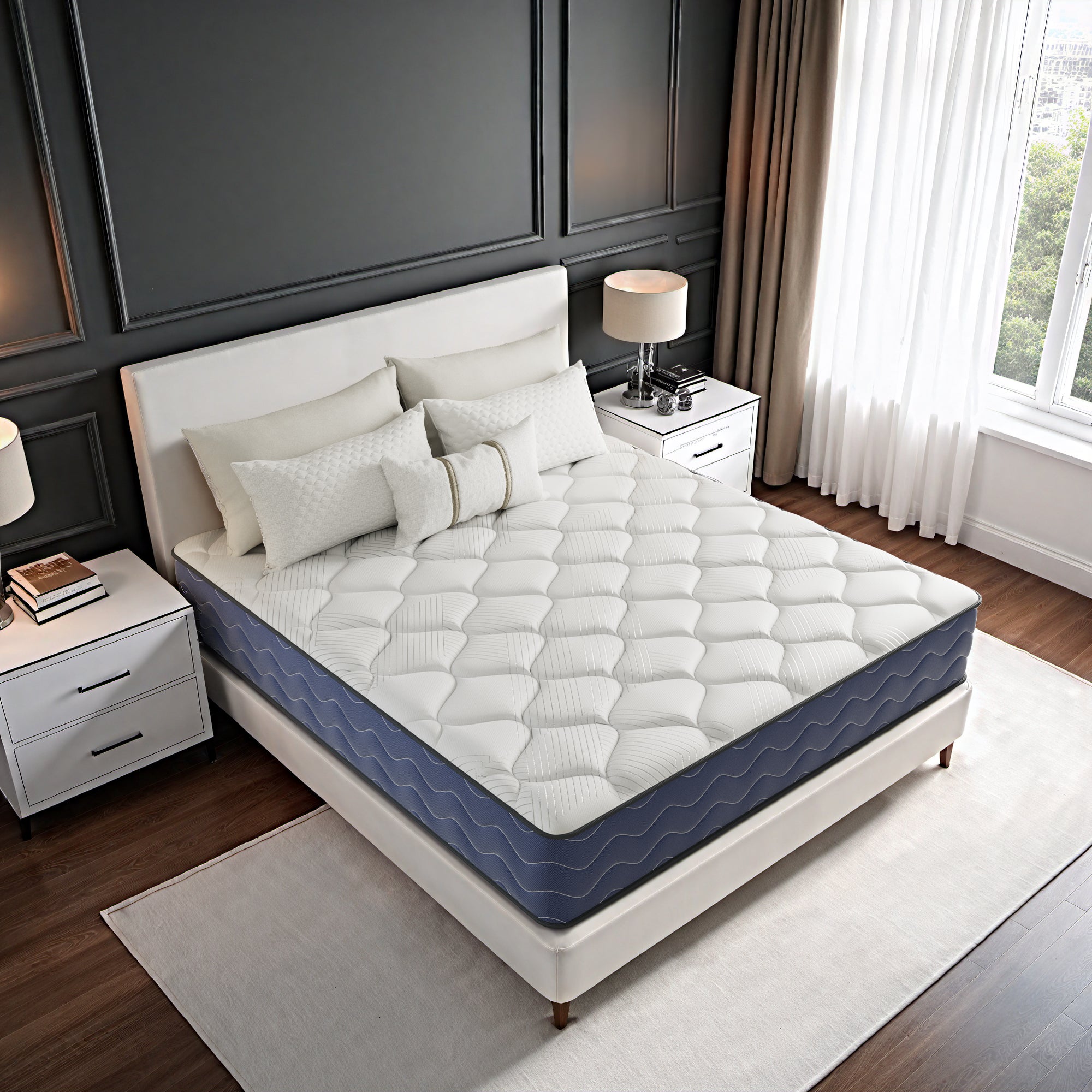 Babo Care Queen Mattress,12 Inch Hybrid Mattress,Memory Foam with Individually Pocket Springs,Firm Mattress in Box,CertiPUR-US,Anti-Static Fabric