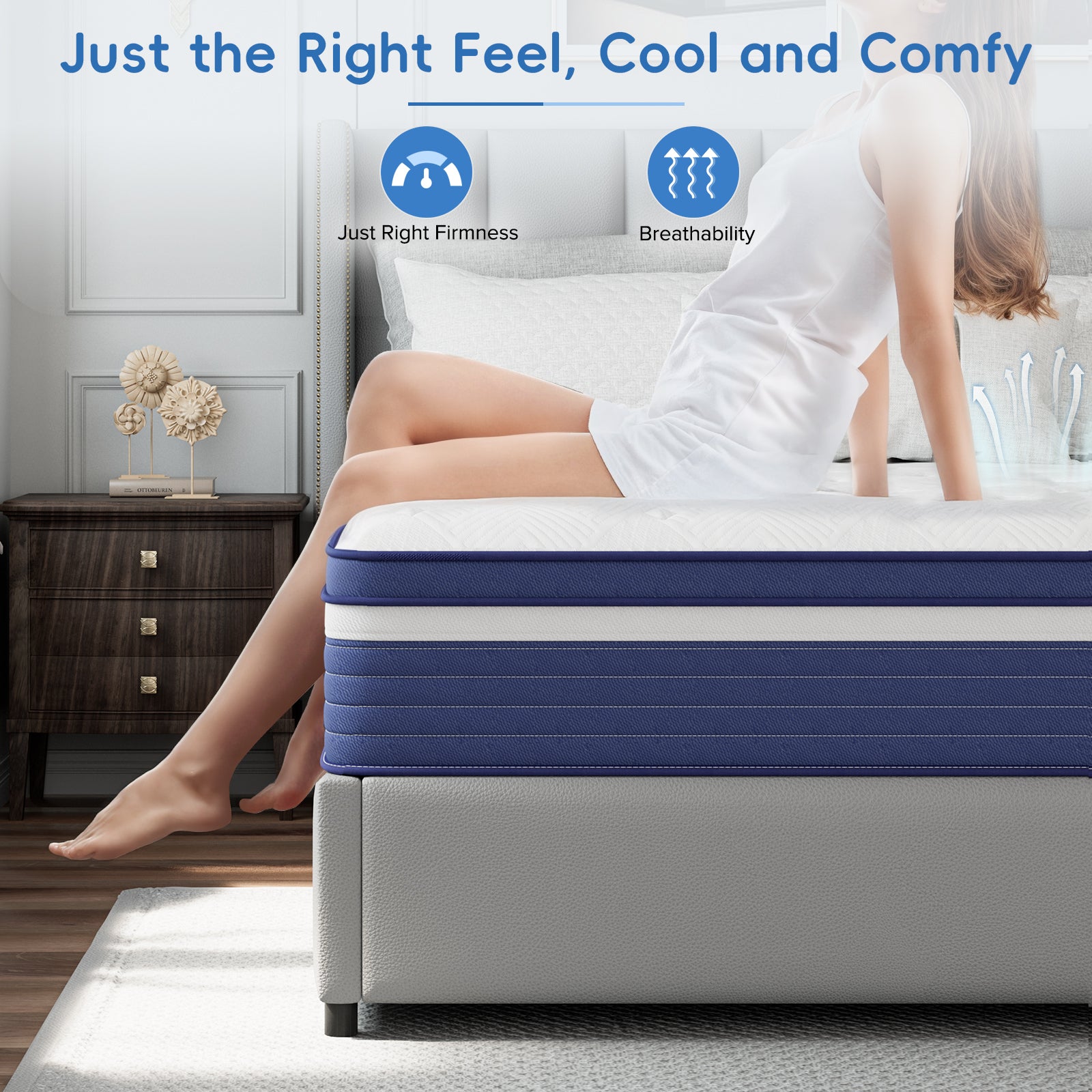 Babo Care Twin-XL 8 inch Cooling Gel Memory Foam Hybrid Mattress with Individually Pocketed Coils, Medium Support, Motion Isolation, Mattress in a Box, CertiPUR-US Certified