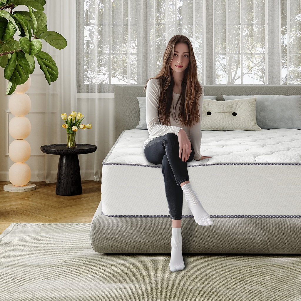 King Mattress,Babo Care 10 Inch Cooling-Gel Memory Foam and Individually Pocket Innerspring Hybrid Mattress, King Bed Mattress in a Box, CertiPUR-US Certified, Medium King Size Mattress-White