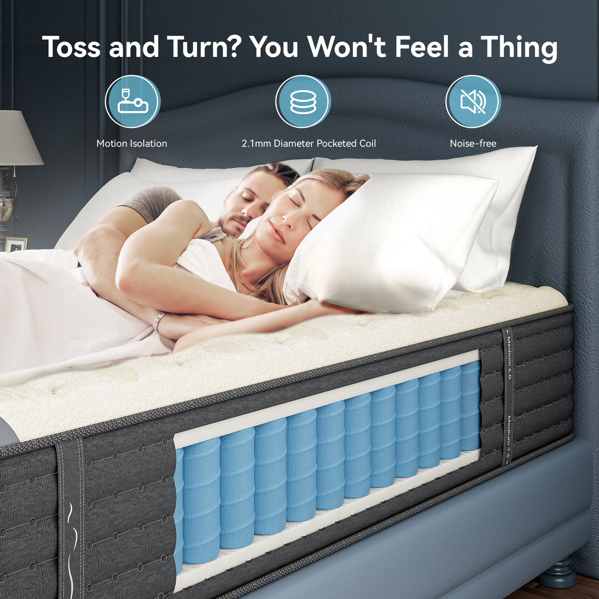 Babo Care Cal King Size Hybrid Mattress,14 Inch Double Sided with Cooling Gel Memory Foam and Pocket Spring Mattress in a Box, Motion Isolation & Pressure Relief,CertiPUR-US