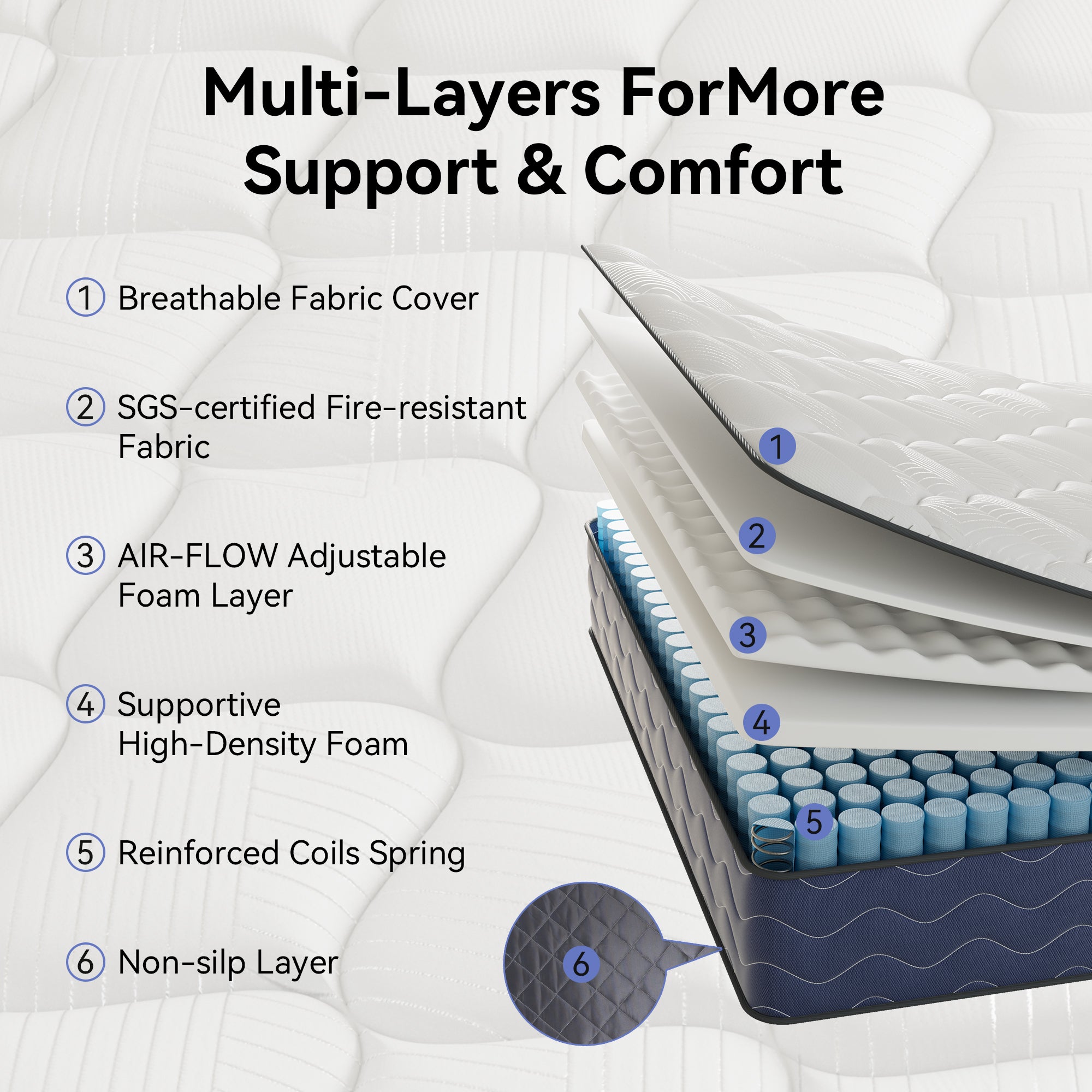 Babo Care Queen Mattress,12 Inch Hybrid Mattress,Memory Foam with Individually Pocket Springs,Firm Mattress in Box,CertiPUR-US,Anti-Static Fabric