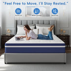 Babo Care Full 10 inch Cooling Gel Memory Foam Hybrid Mattress with Individually Pocketed Coils, Medium Support, Motion Isolation, Mattress in a Box, CertiPUR-US Certified
