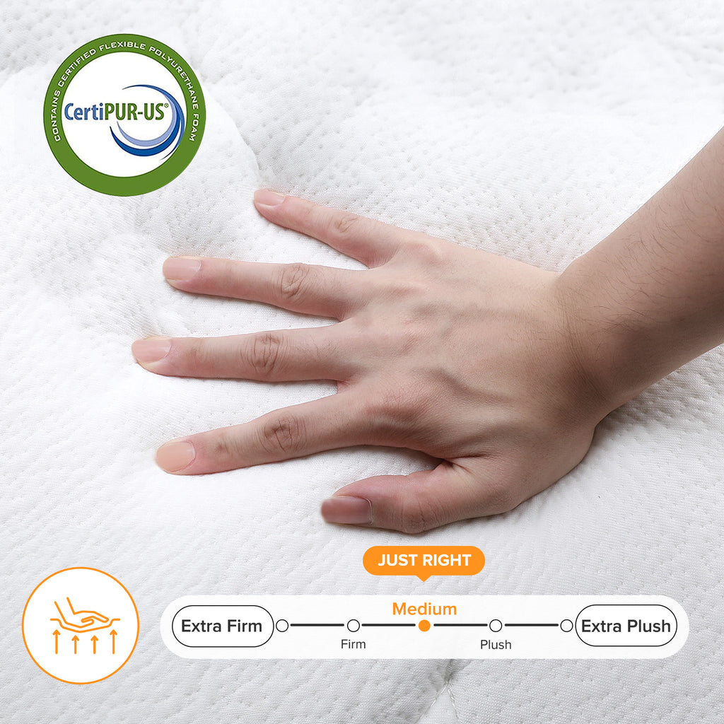 Babo Care Twin Mattress, 12 inch Twin Hybrid Mattress in a Box, Gel Memory Foam with Individually Wrapped Pocket Coils, Anti Pilling Fabric, Medium Firm, Pressure Relief, Cooling Sleep Support