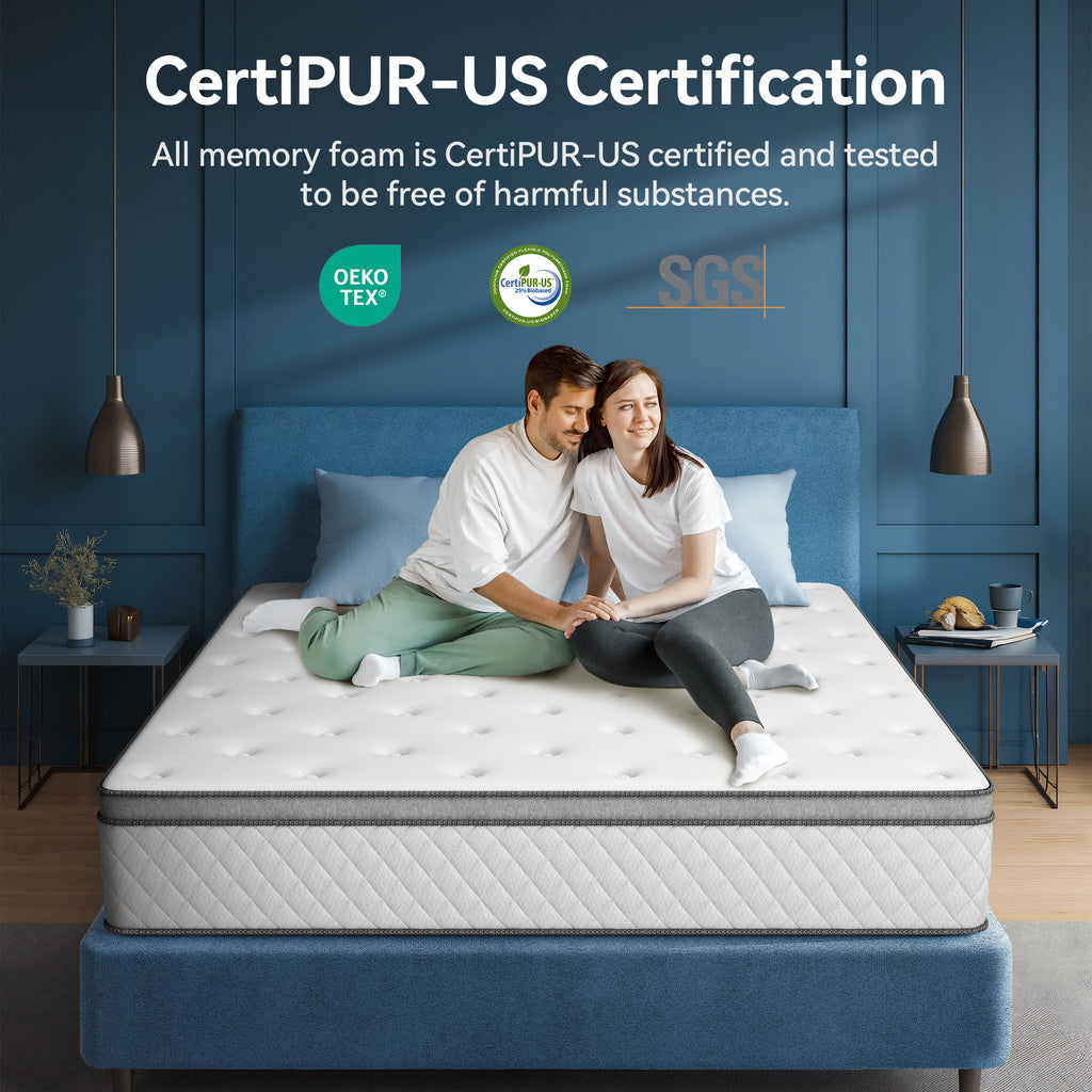Babo Care Queen Mattress, 12-Inch Memory Foam, Hybrid Mattress with Independent Pocket Springs, Isolated Motion, Pressure Relief, Mattress in a Box