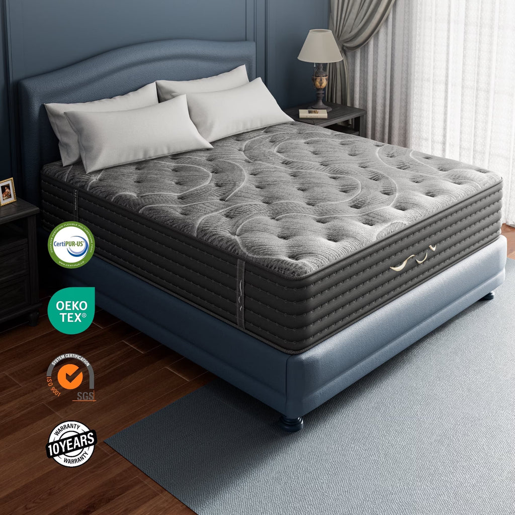 Babo Care Cal King Size Hybrid Mattress,14 Inch Double Sided with Cooling Gel Memory Foam and Pocket Spring Mattress in a Box, Motion Isolation & Pressure Relief,CertiPUR-US
