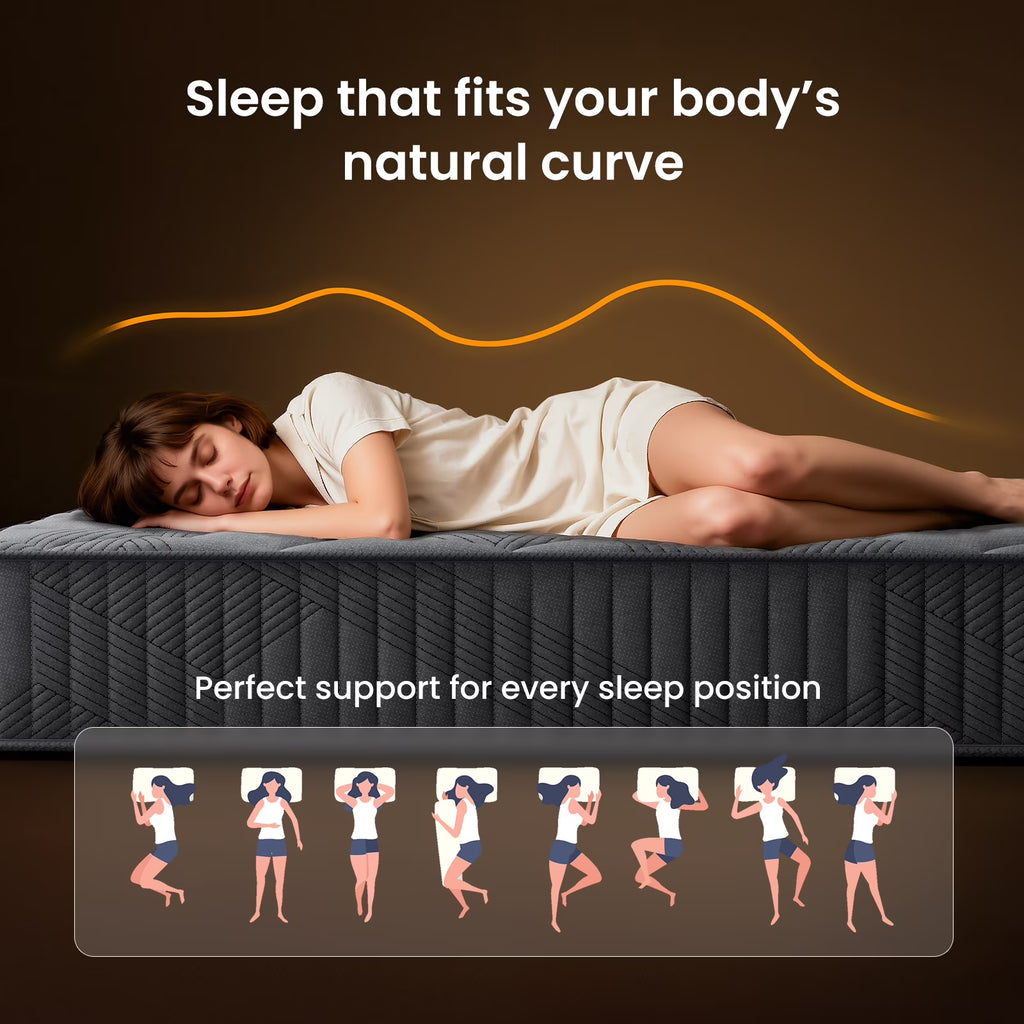 Babo Care Queen Mattress, 12 inch Hybrid Mattress with Firm Support, Mattress in a Box, Fiberglass-Free & CertiPUR-US Certified, 100-Night Trial