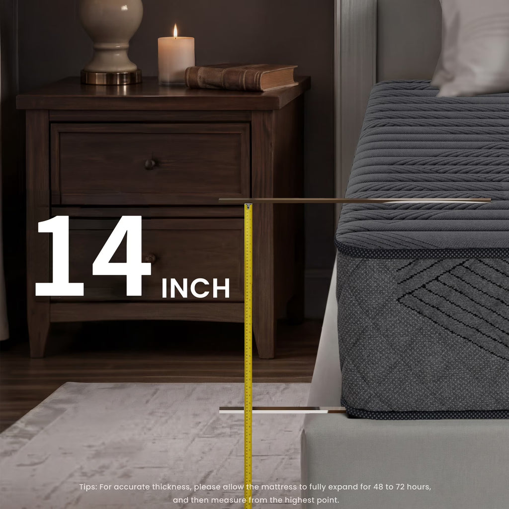 POSMOND 14-inch Full Hybrid Mattress in a Box, Firm Support Mattress with Memory Foam & Pocket Coils for Back & Stomach Sleepers,CertiPUR-US Certified