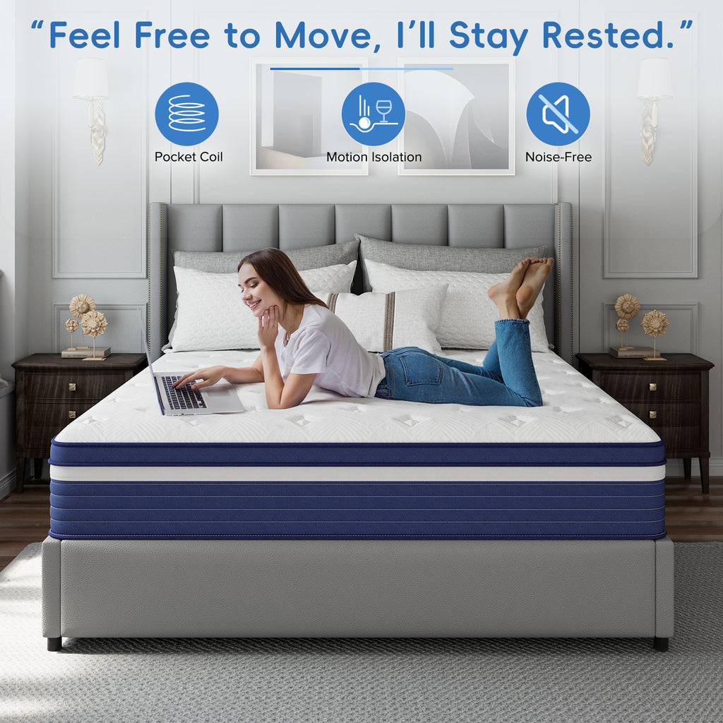 Babo Care Twin-XL 8 inch Cooling Gel Memory Foam Hybrid Mattress with Individually Pocketed Coils, Medium Support, Motion Isolation, Mattress in a Box, CertiPUR-US Certified