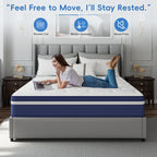 Babo Care Twin-XL 8 inch Cooling Gel Memory Foam Hybrid Mattress with Individually Pocketed Coils, Medium Support, Motion Isolation, Mattress in a Box, CertiPUR-US Certified