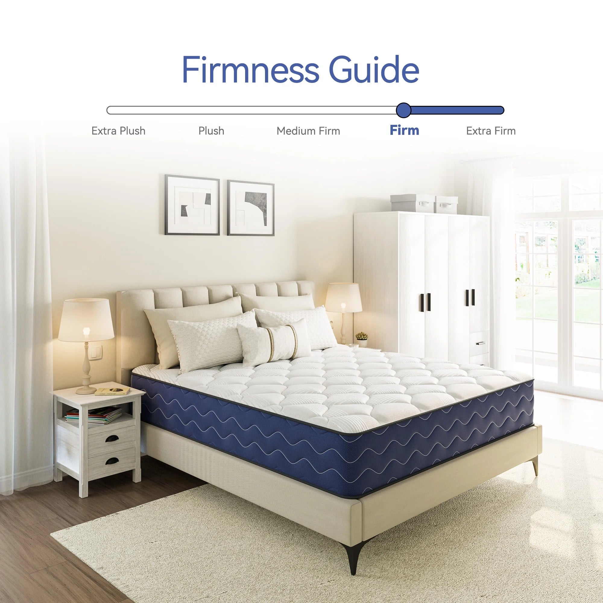Babo Care Queen Mattress, 12 inch Cooling Memory Foam Mattress, Hybrid Firm Mattress in a Box, Pocket Spring, Pressure Relief, CertiPUR-US Certified