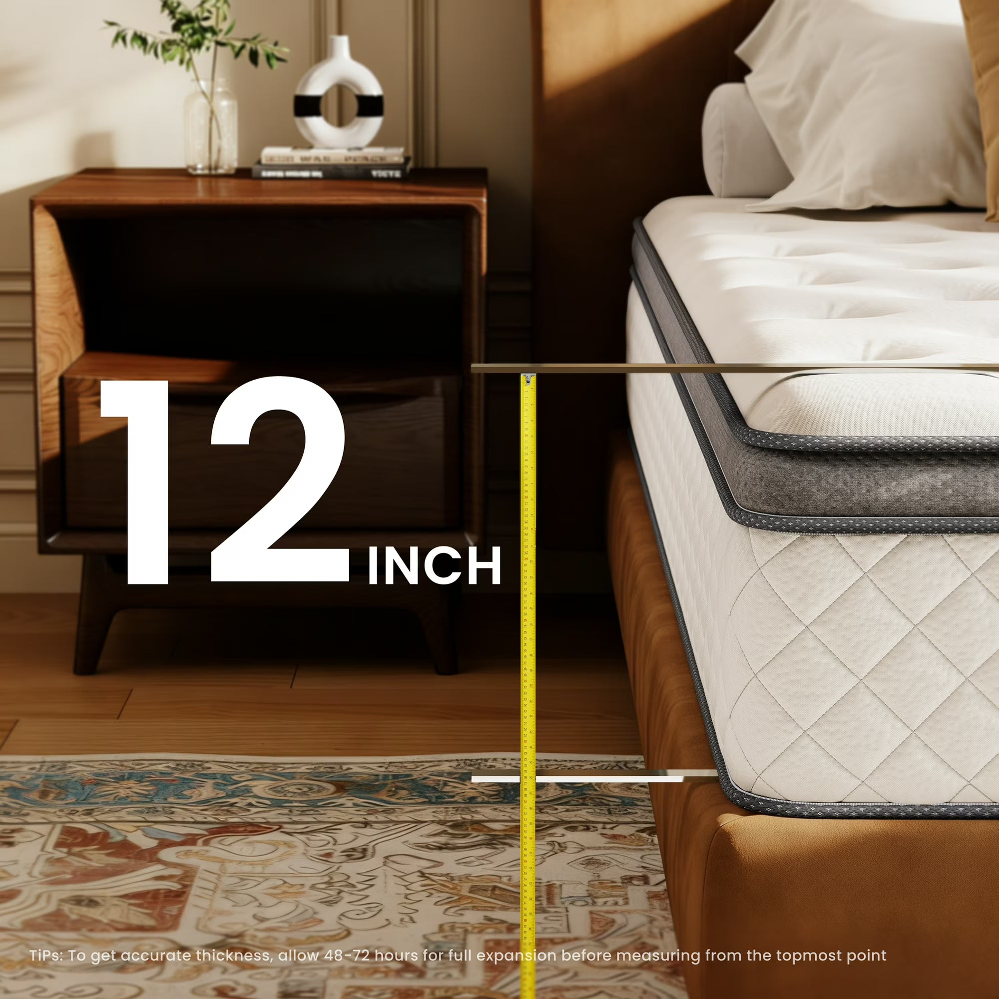 Babo Care Queen Mattress, 12-Inch Memory Foam, Hybrid Mattress with Independent Pocket Springs, Isolated Motion, Pressure Relief, Mattress in a Box