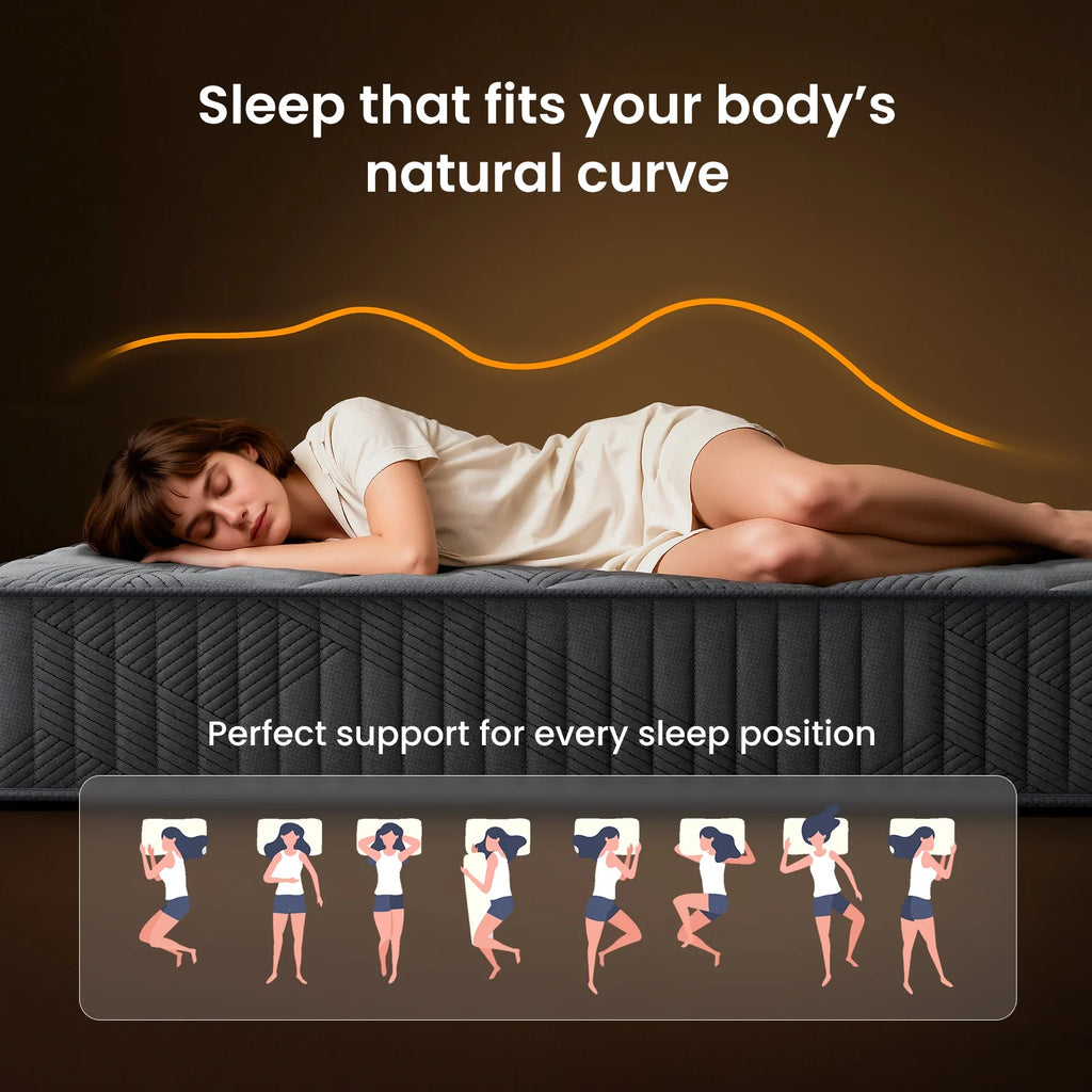 Babo Care King Mattress, 12 Inch Hybrid Mattress with Firm Support, Mattress in a Box, Fiberglass-Free & CertiPUR-US